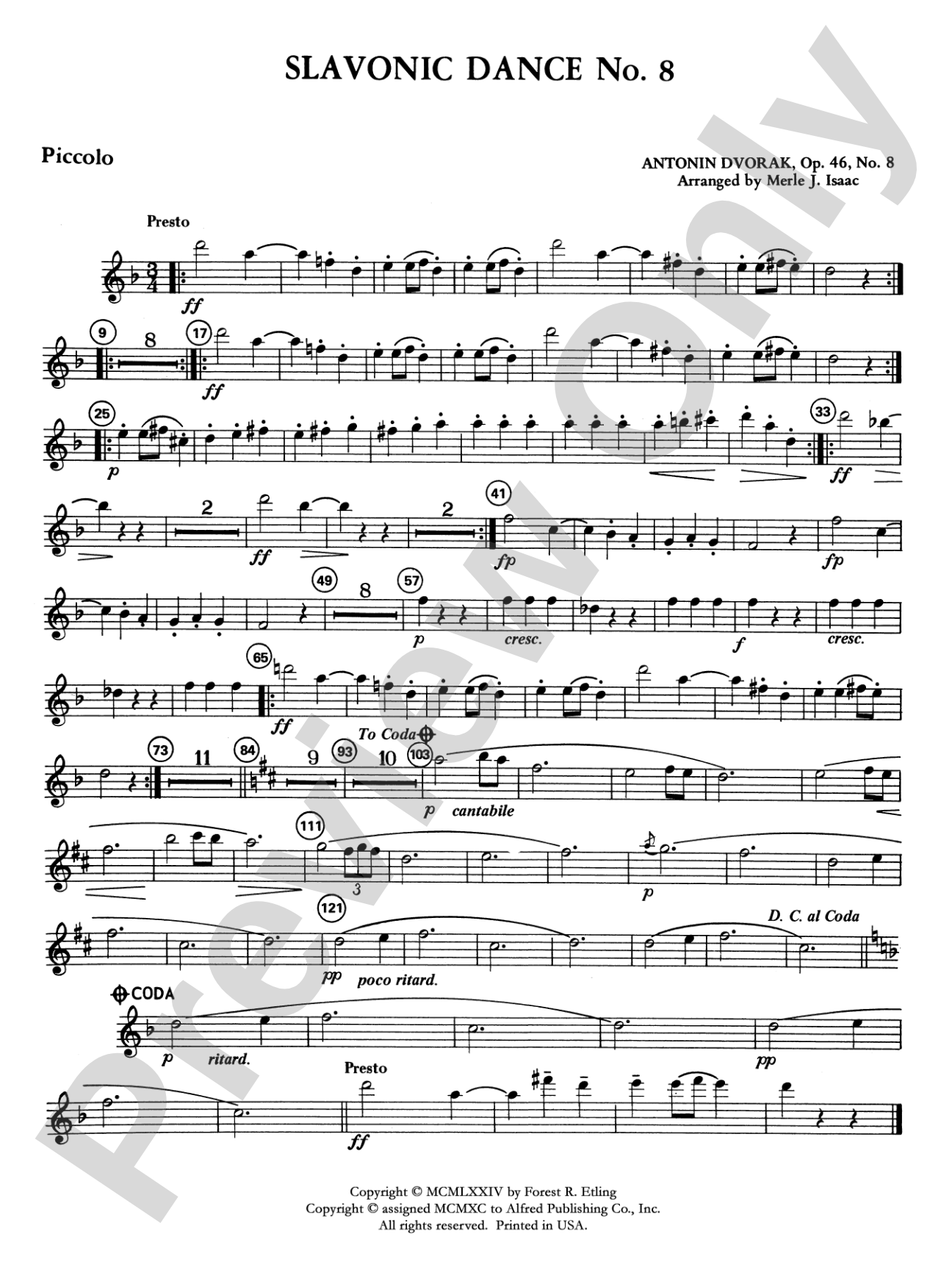 Slavonic Dance No. 8: Piccolo
