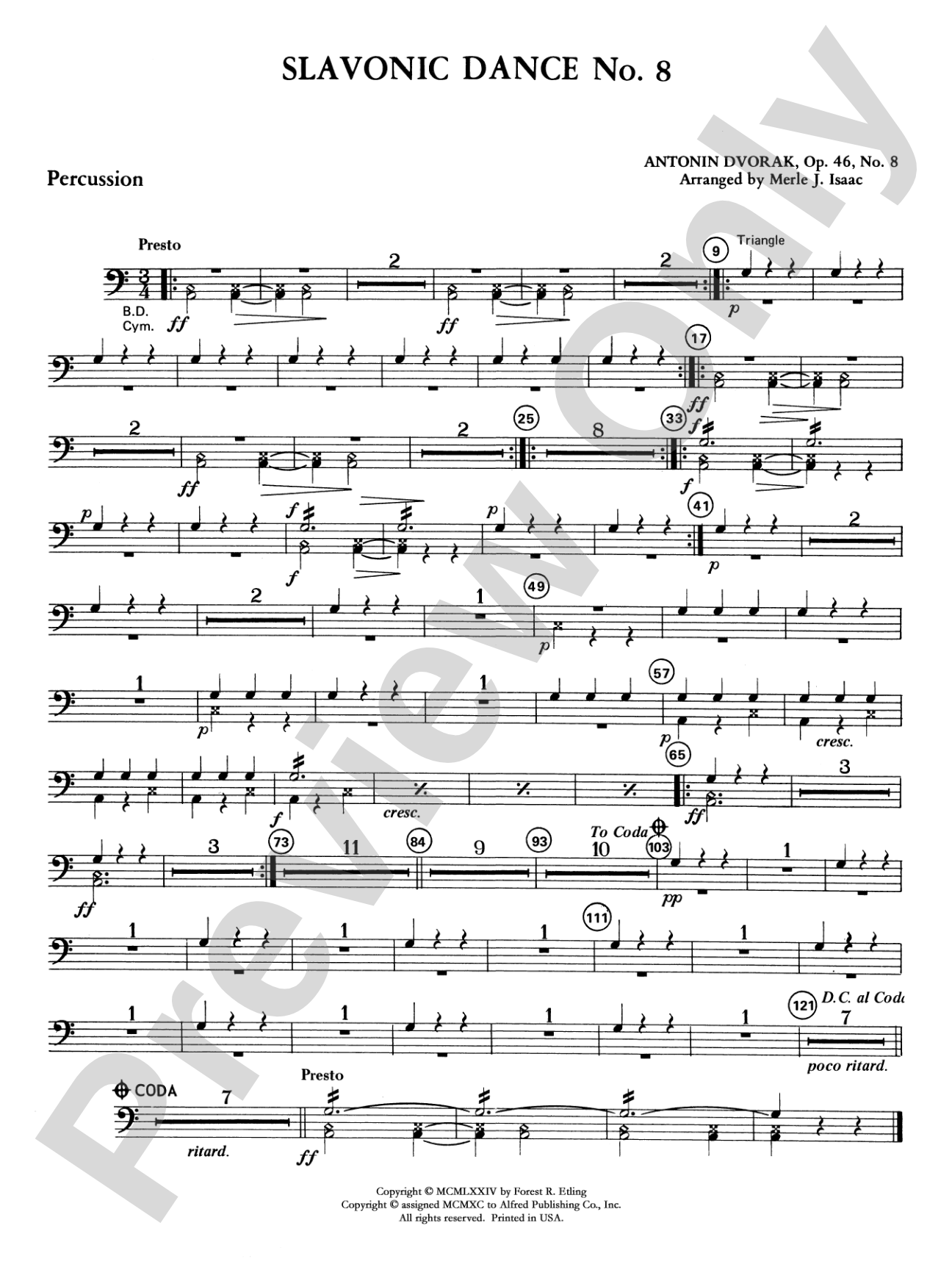 Slavonic Dance No. 8: 1st Percussion