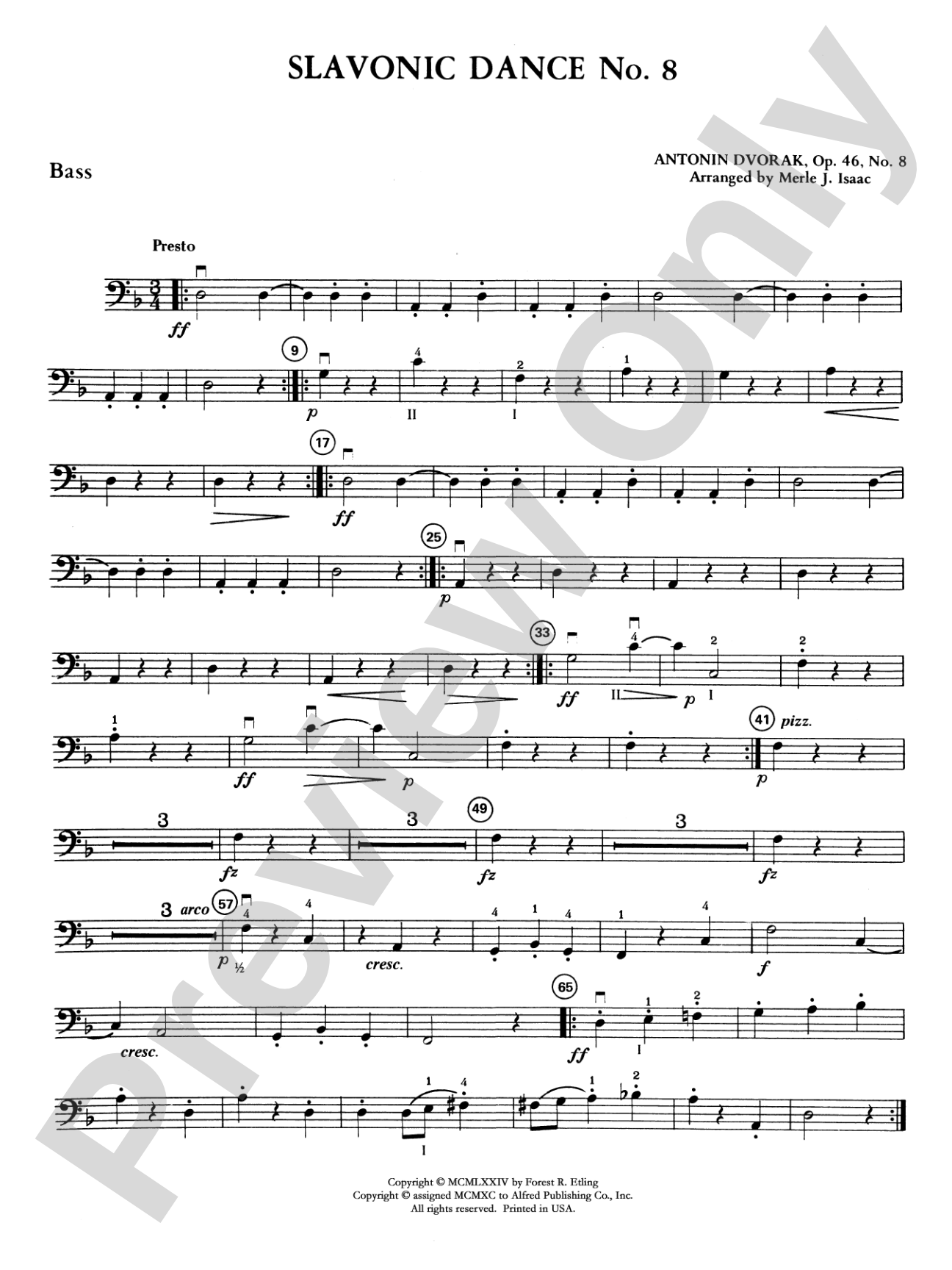 Slavonic Dance No. 8: String Bass