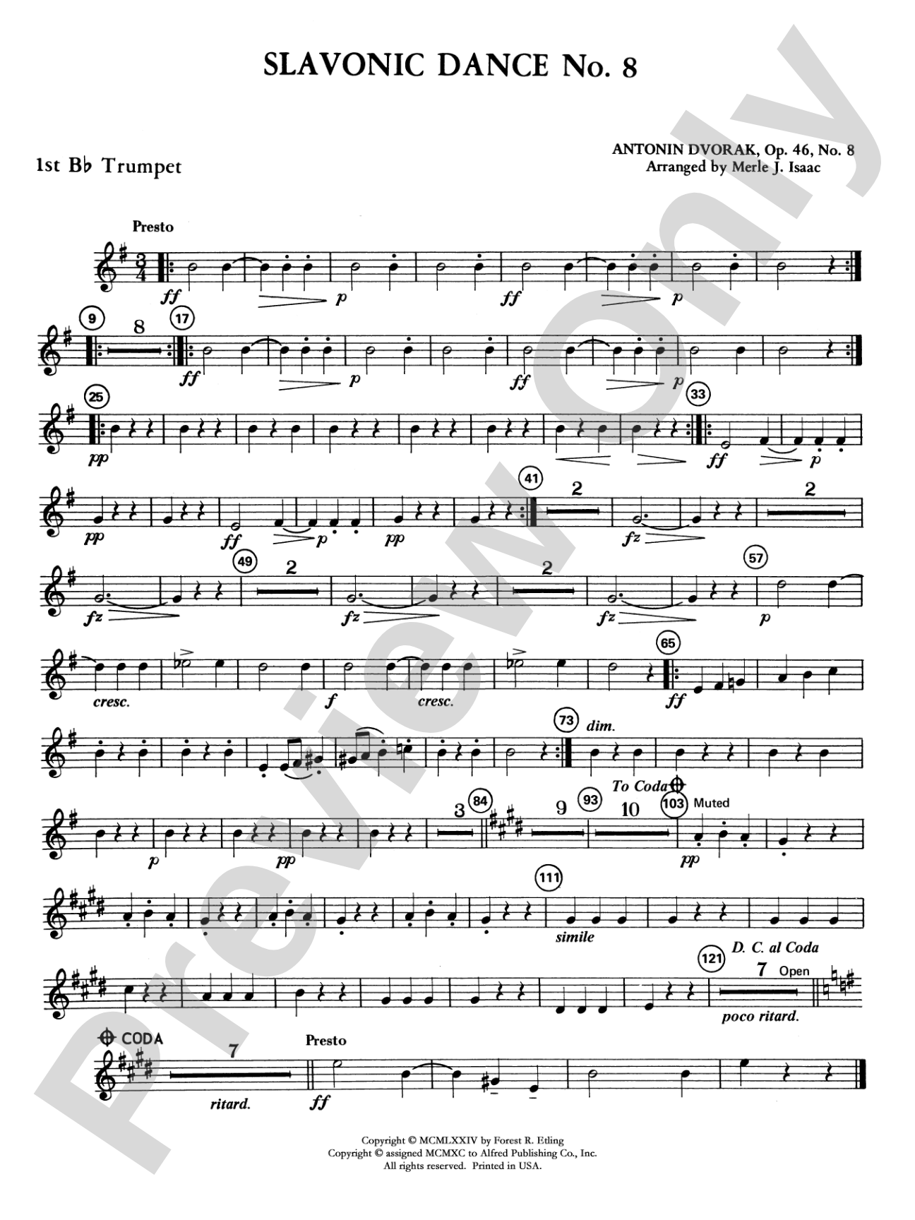 Slavonic Dance No. 8: 1st B-flat Trumpet