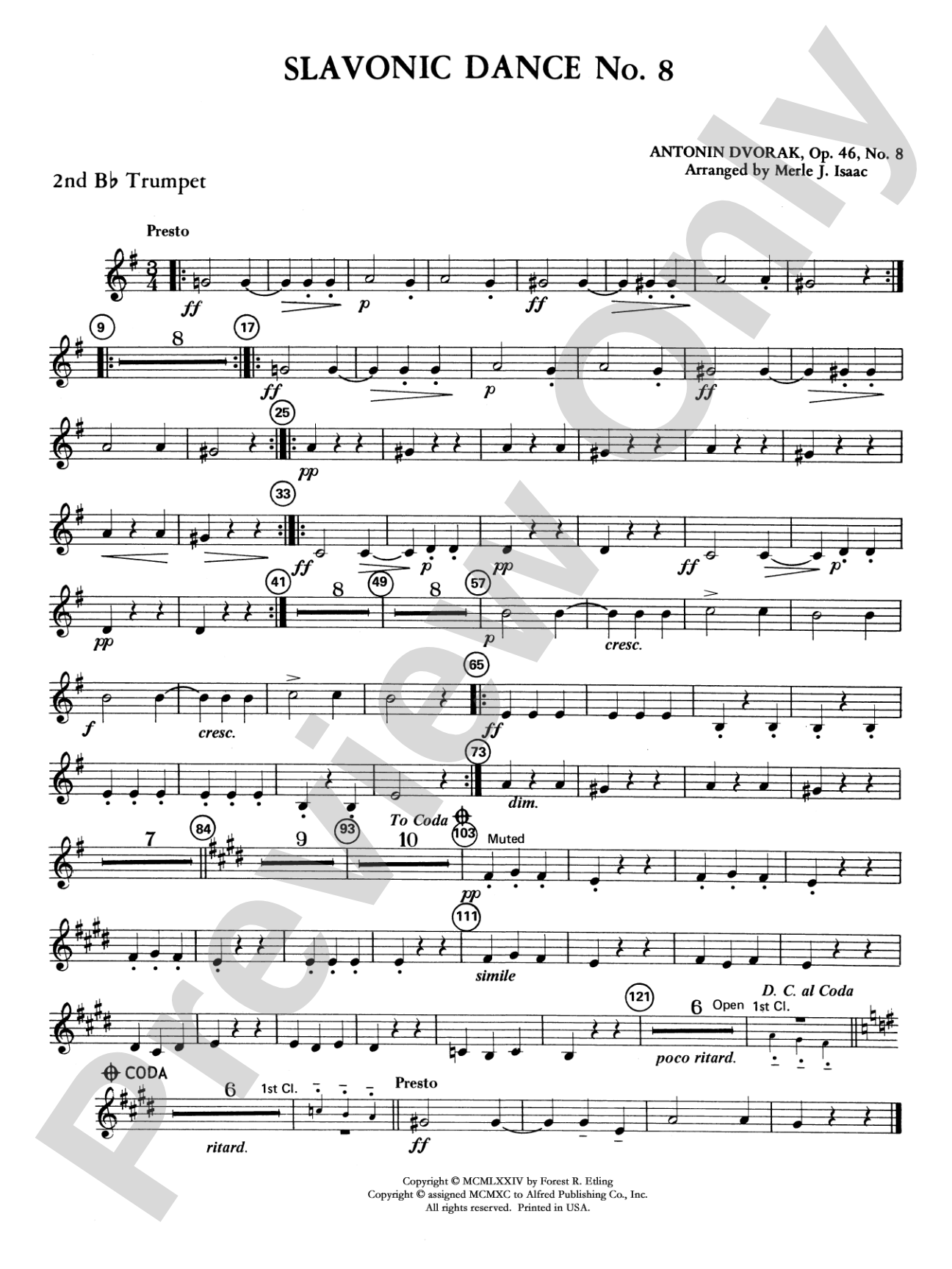 Slavonic Dance No. 8: 2nd B-flat Trumpet