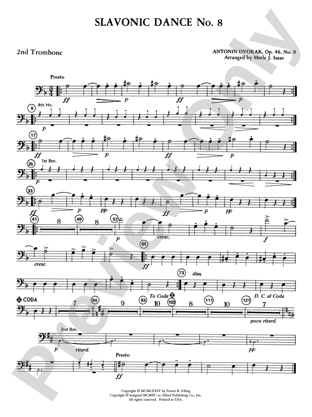 Slavonic Dance No. 8: 2nd Trombone