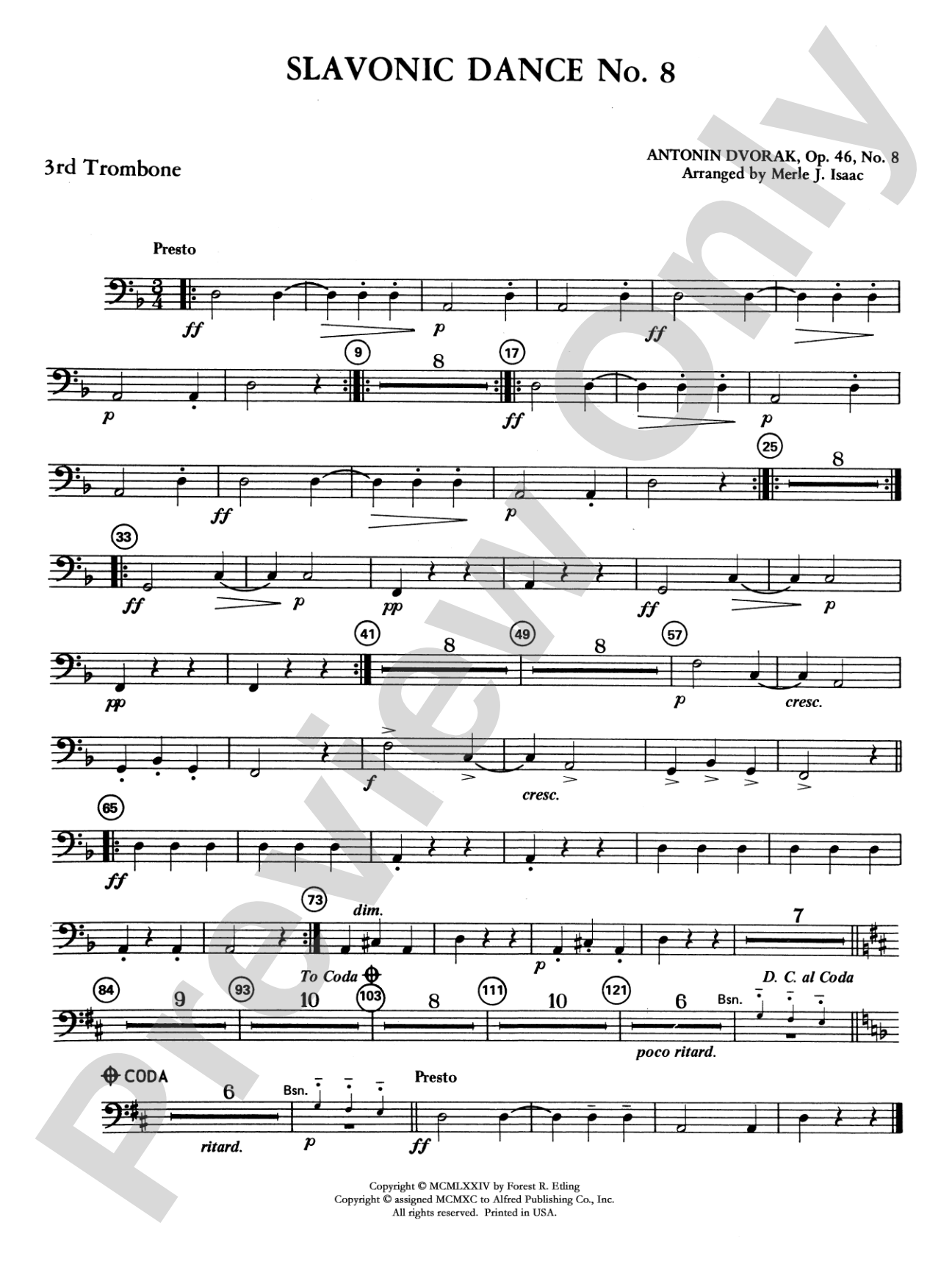 Slavonic Dance No. 8: 3rd Trombone