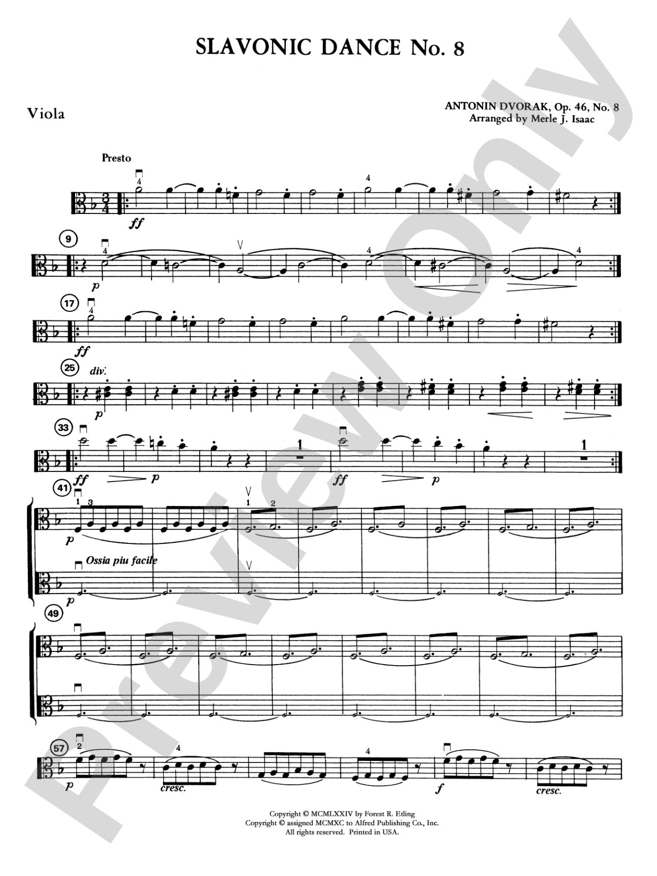 Slavonic Dance No. 8: Viola