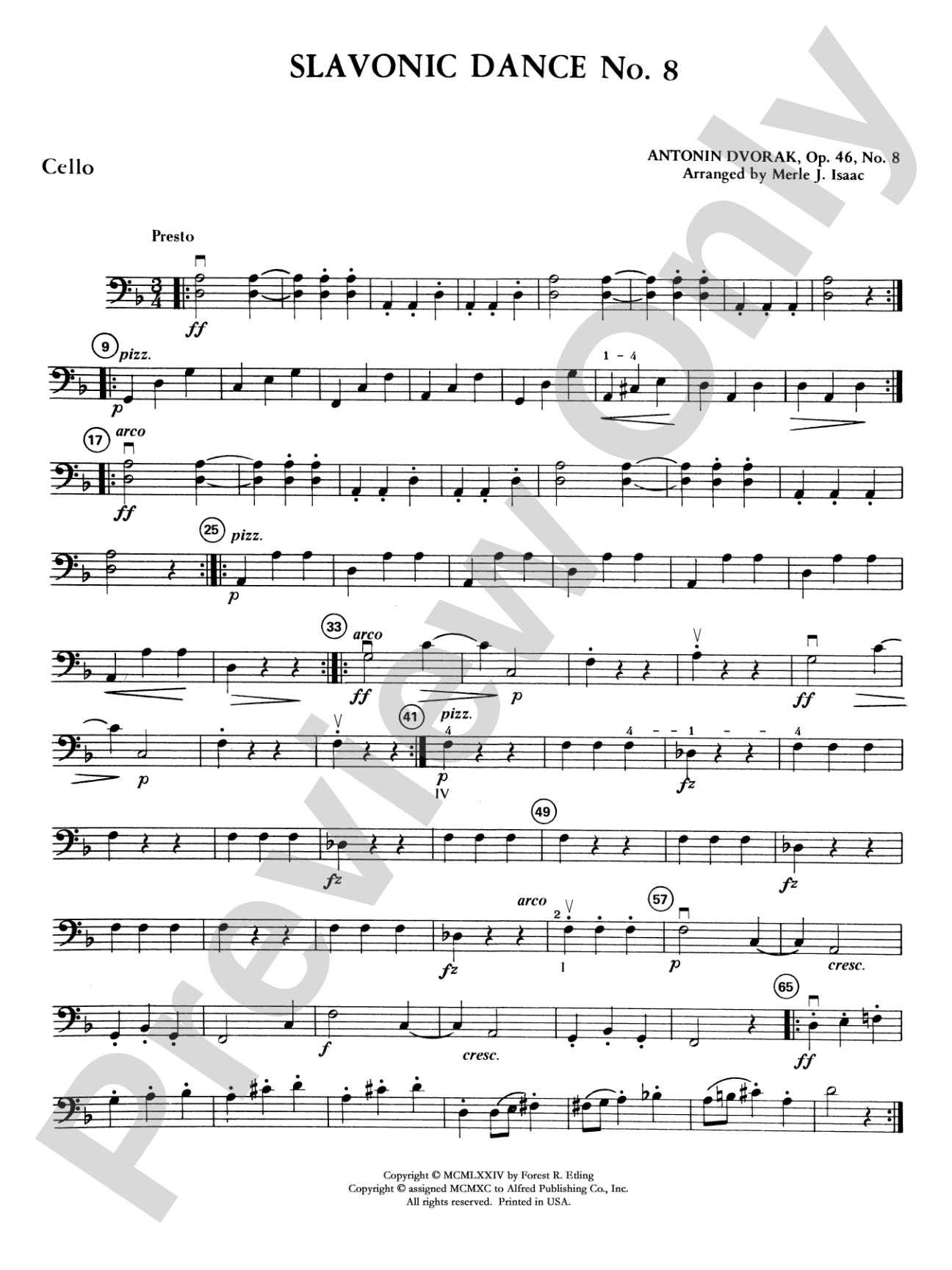 Slavonic Dance No. 8: Cello