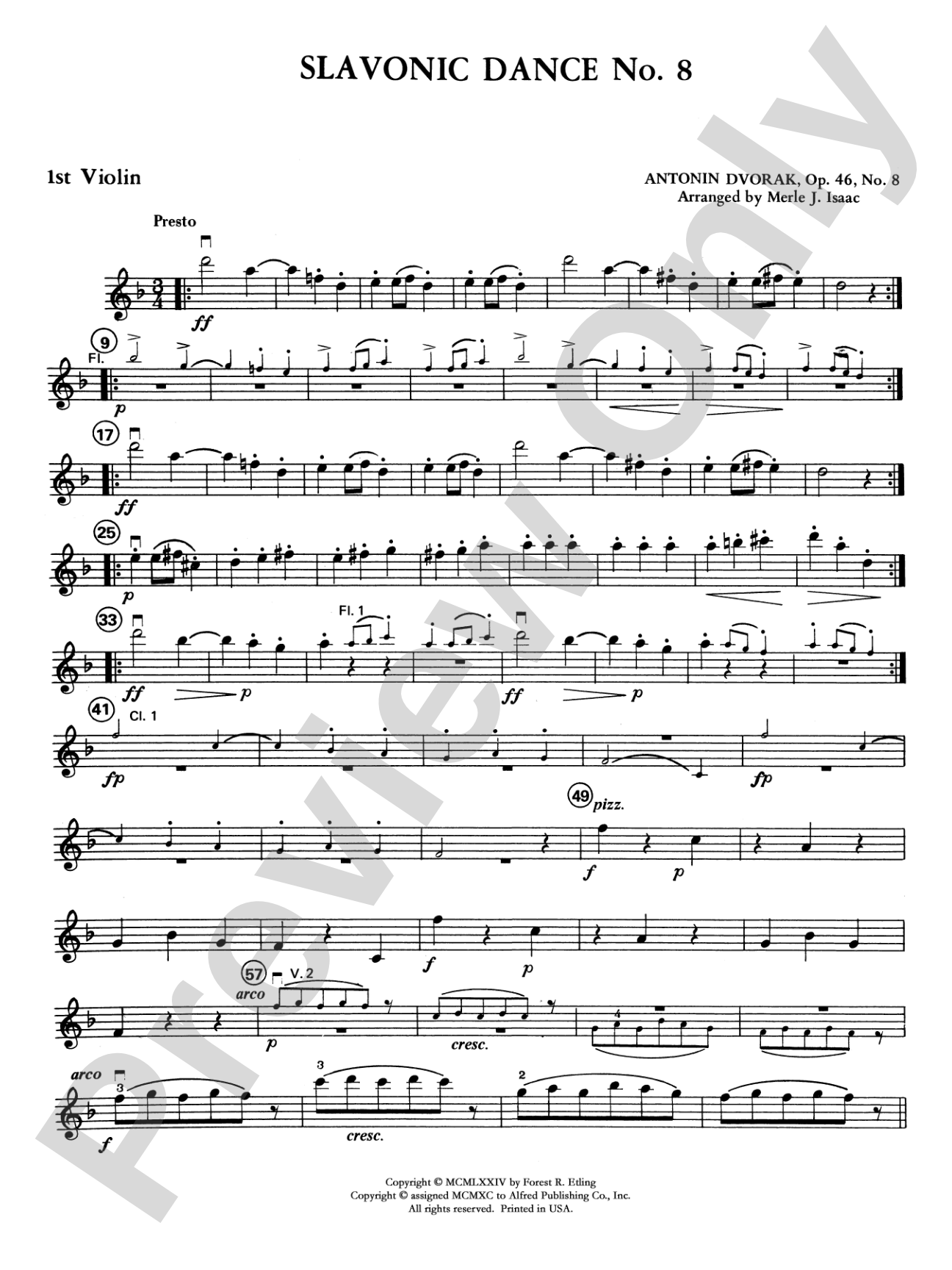 Slavonic Dance No. 8: 1st Violin