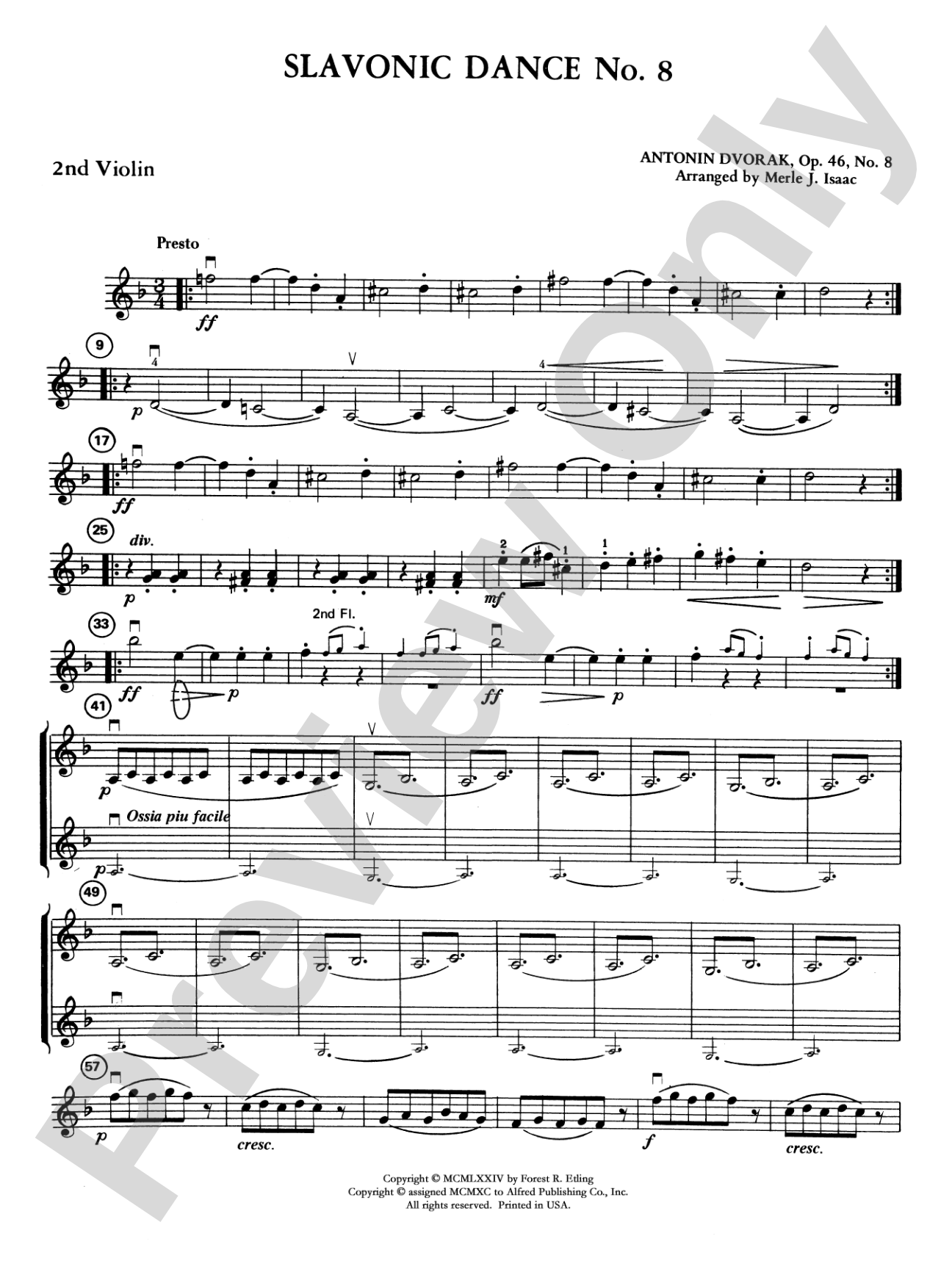 Slavonic Dance No. 8: 2nd Violin