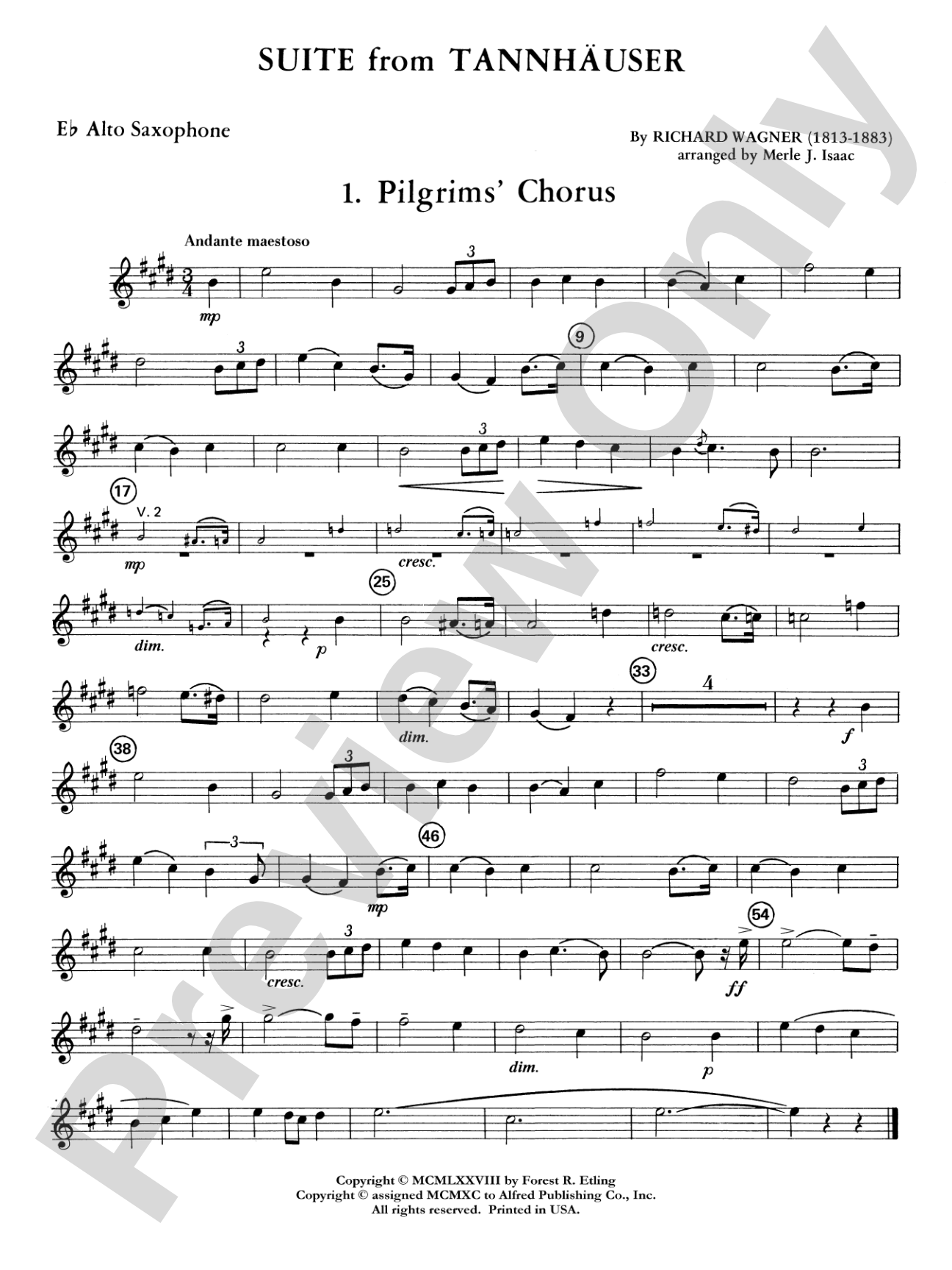 Suite from Tannhäuser: E-flat Alto Saxophone