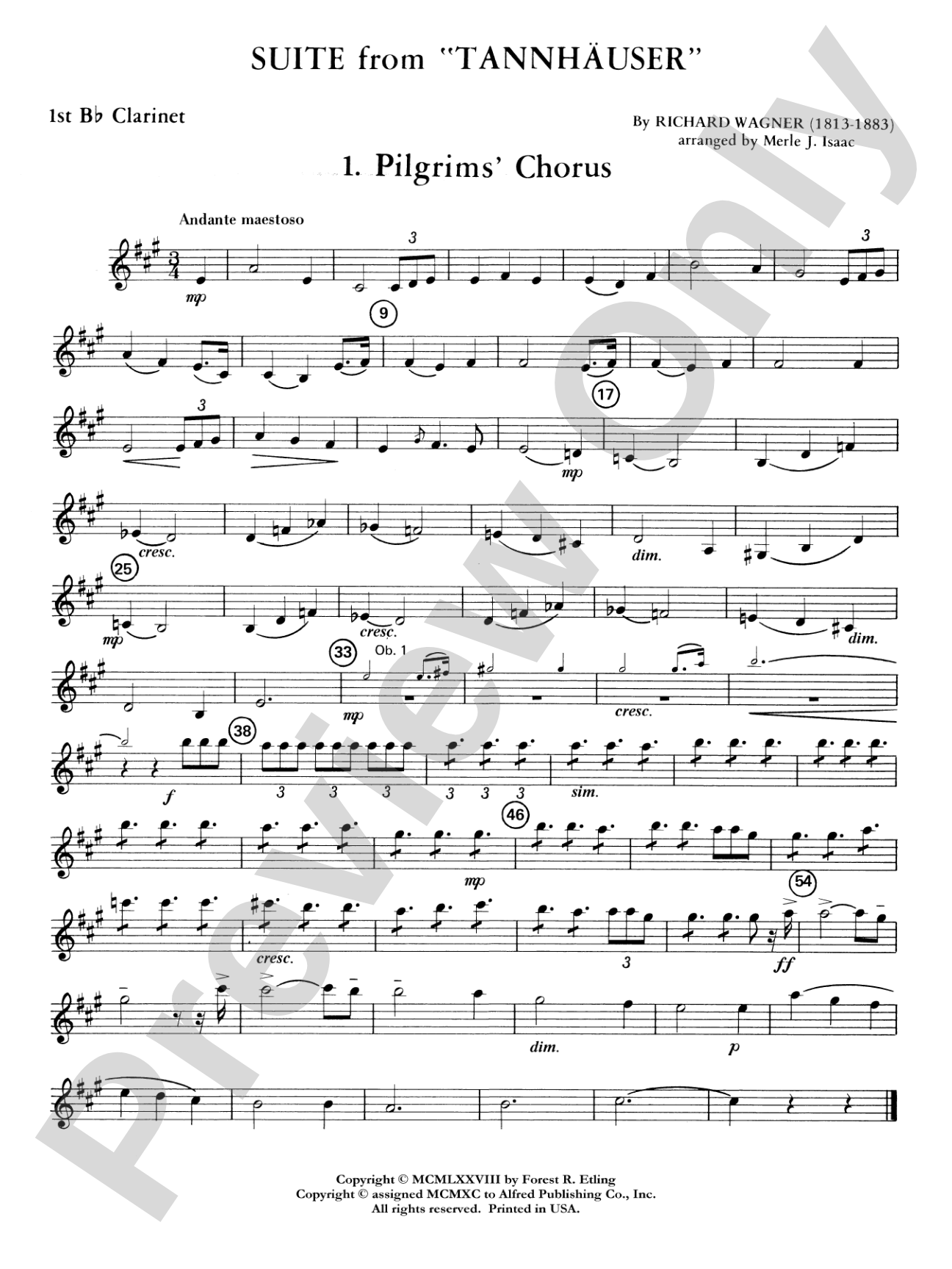 Suite from Tannhäuser: 1st B-flat Clarinet