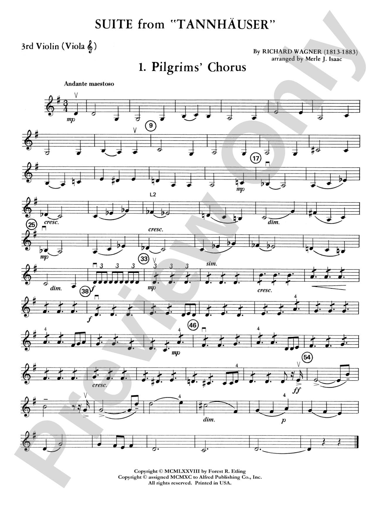 Suite from Tannhäuser: 3rd Violin (Viola [TC])
