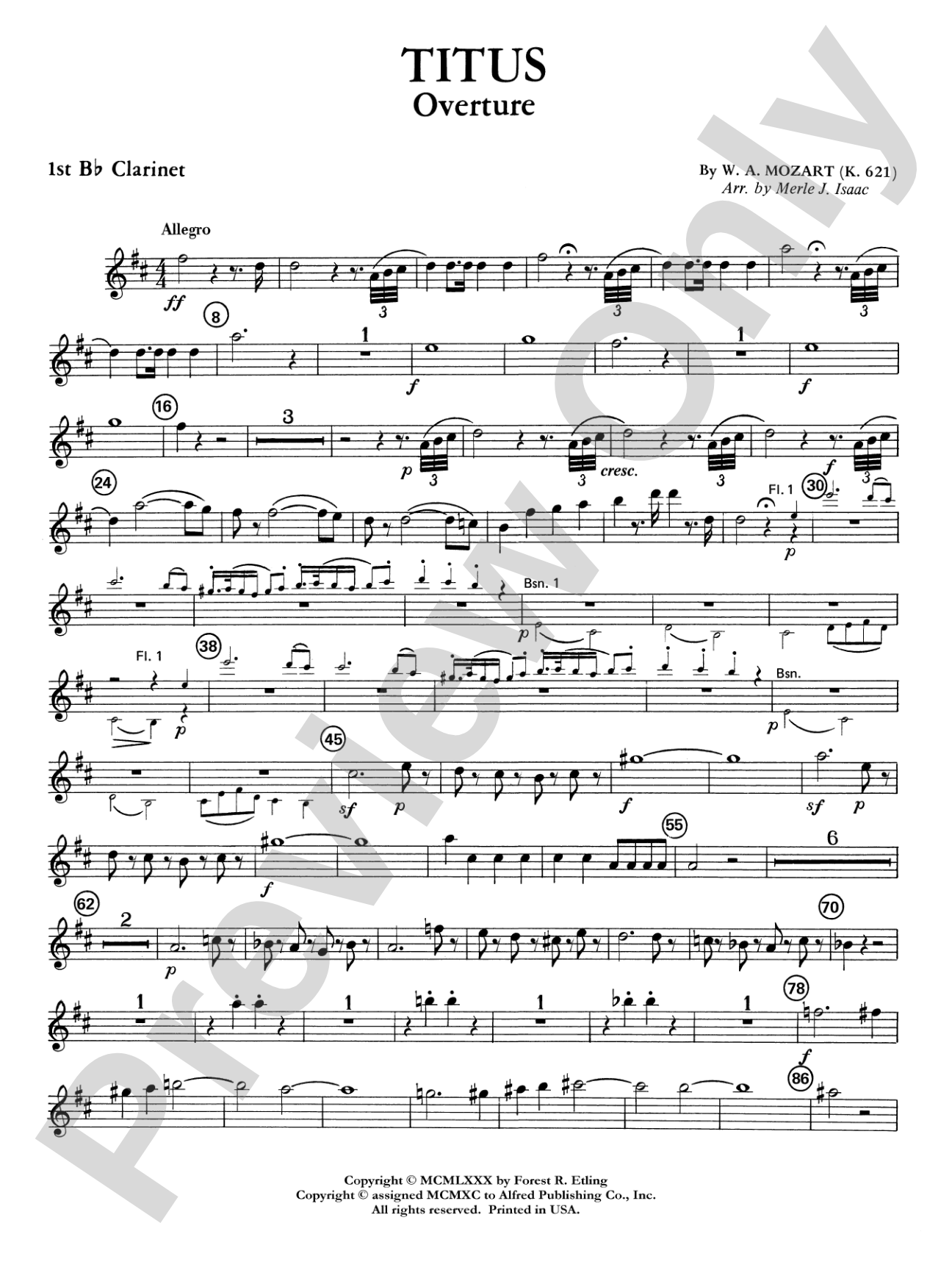 Titus Overture: 1st B-flat Clarinet