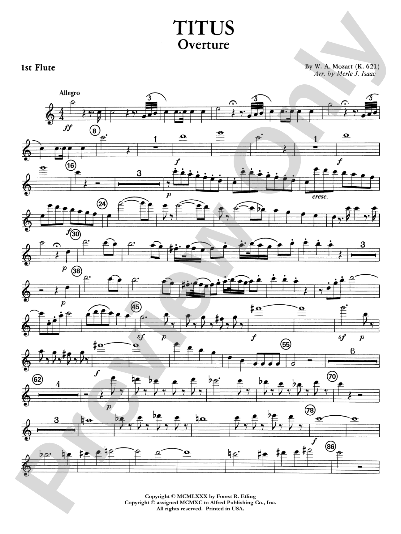 Titus Overture: Flute