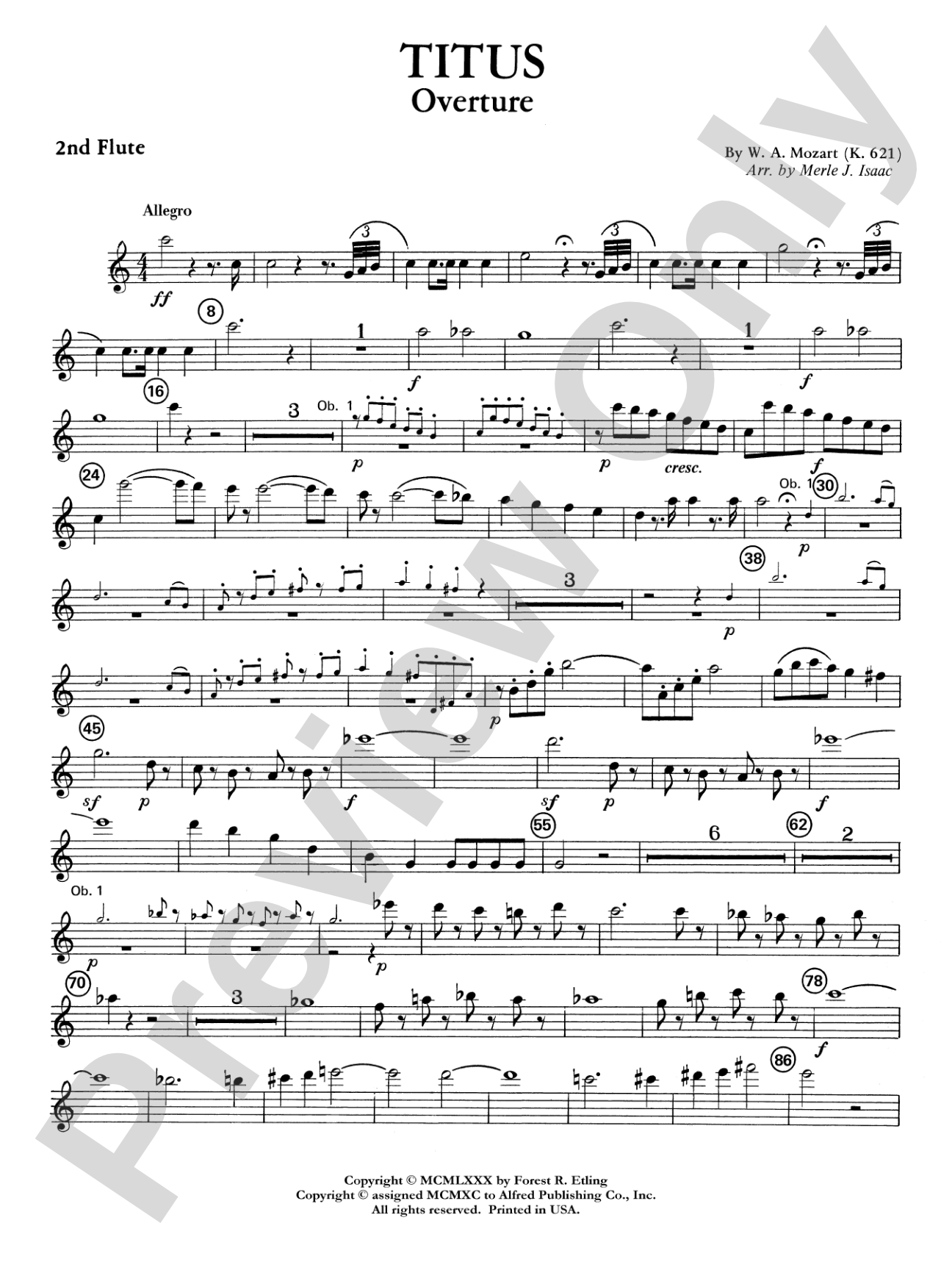 Titus Overture: 2nd Flute