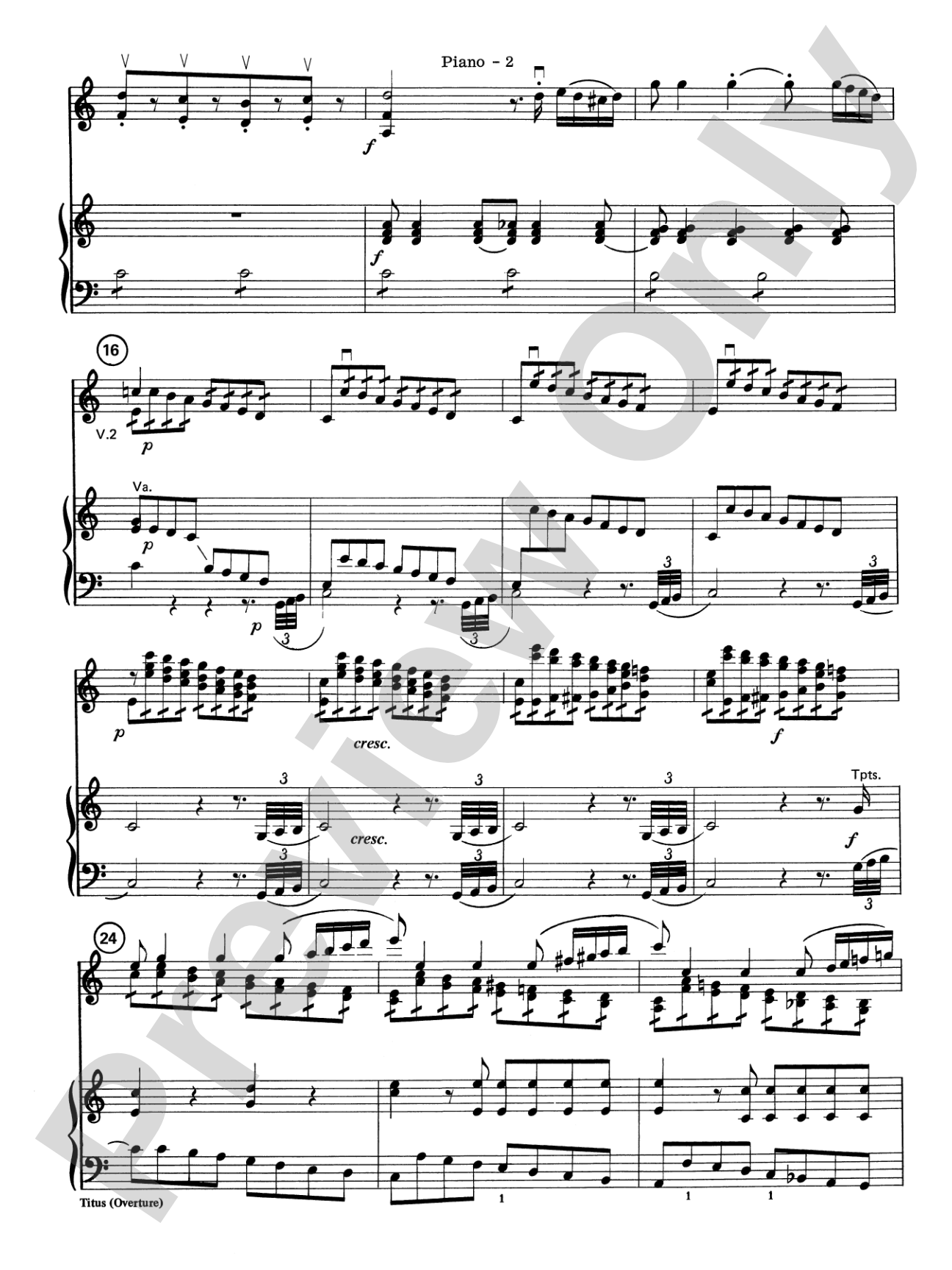 Titus Overture: Piano Accompaniment