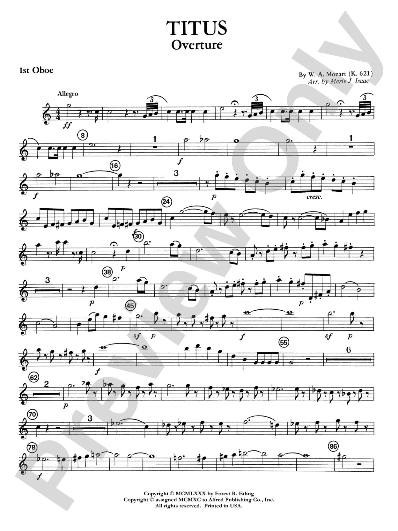 Titus Overture: Oboe