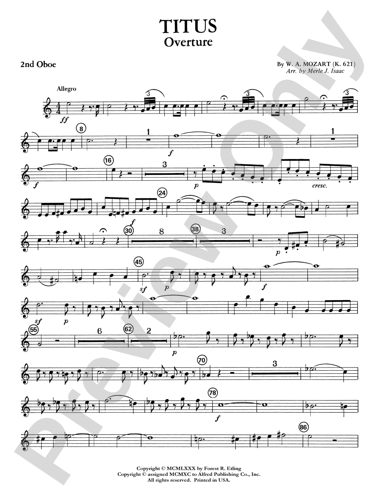 Titus Overture: 2nd Oboe