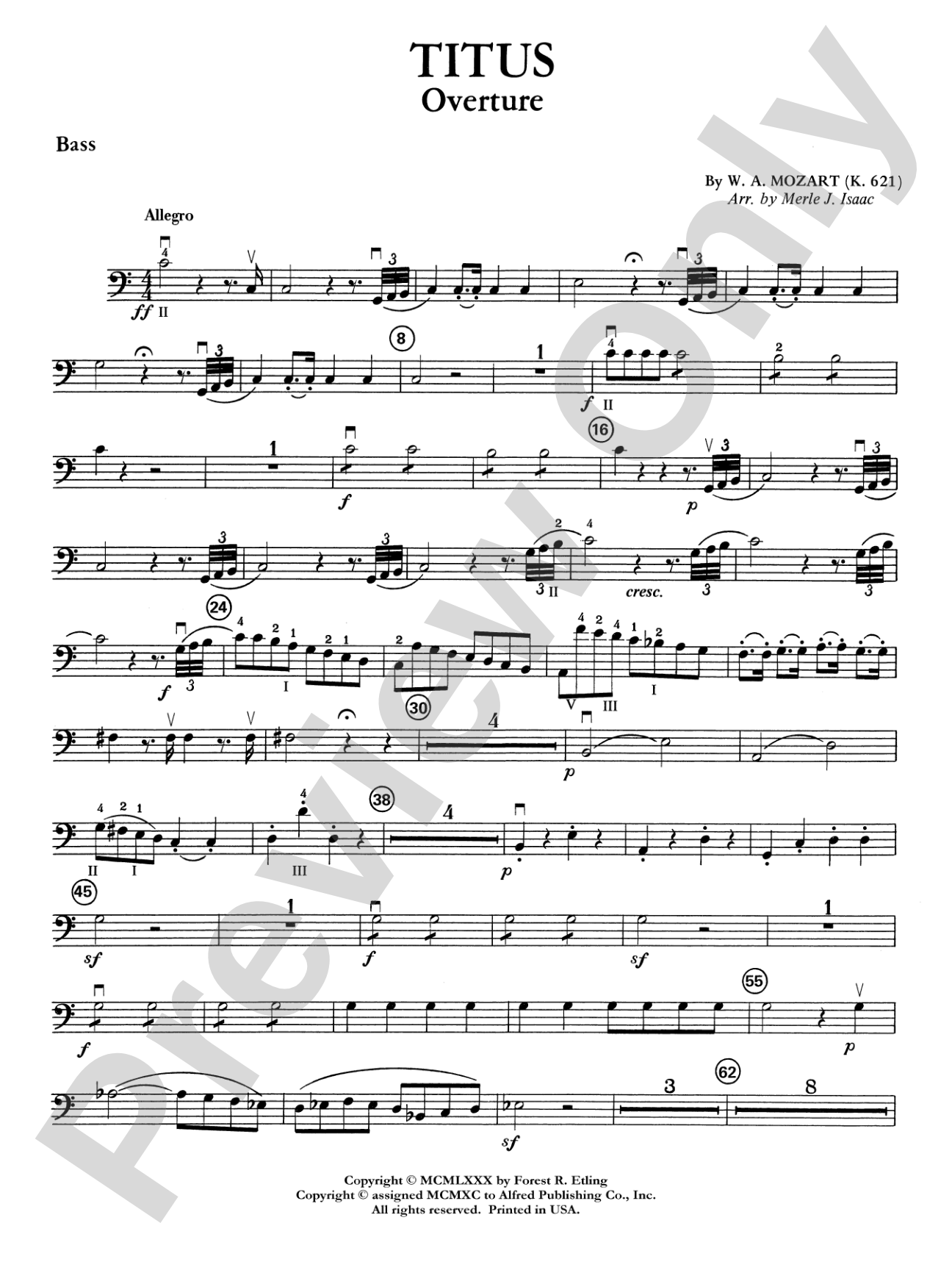 Titus Overture: String Bass