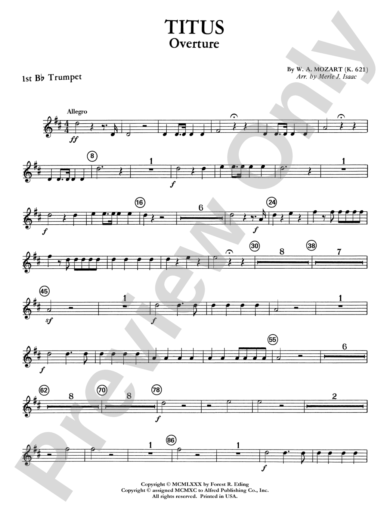 Titus Overture: 1st B-flat Trumpet