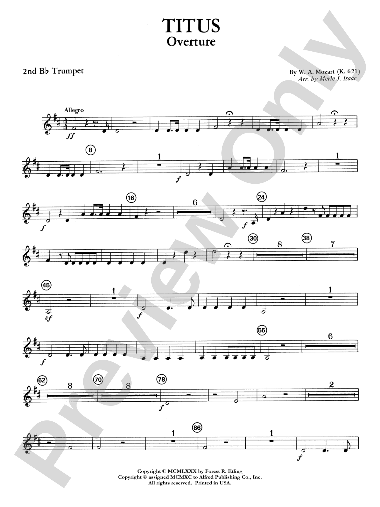 Titus Overture: 2nd B-flat Trumpet