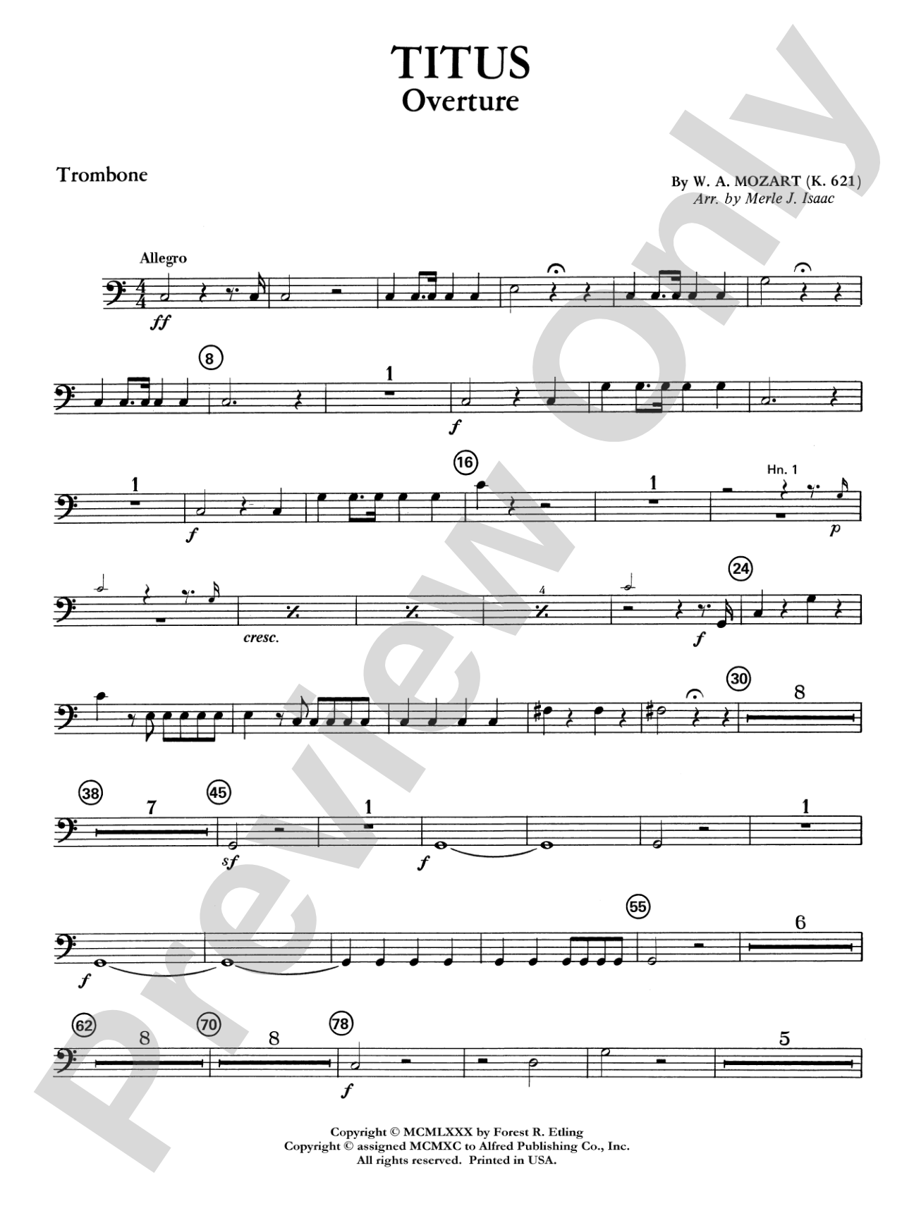 Titus Overture: 1st Trombone