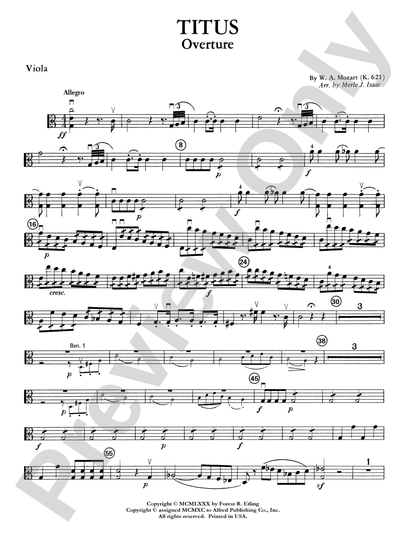 Titus Overture: Viola