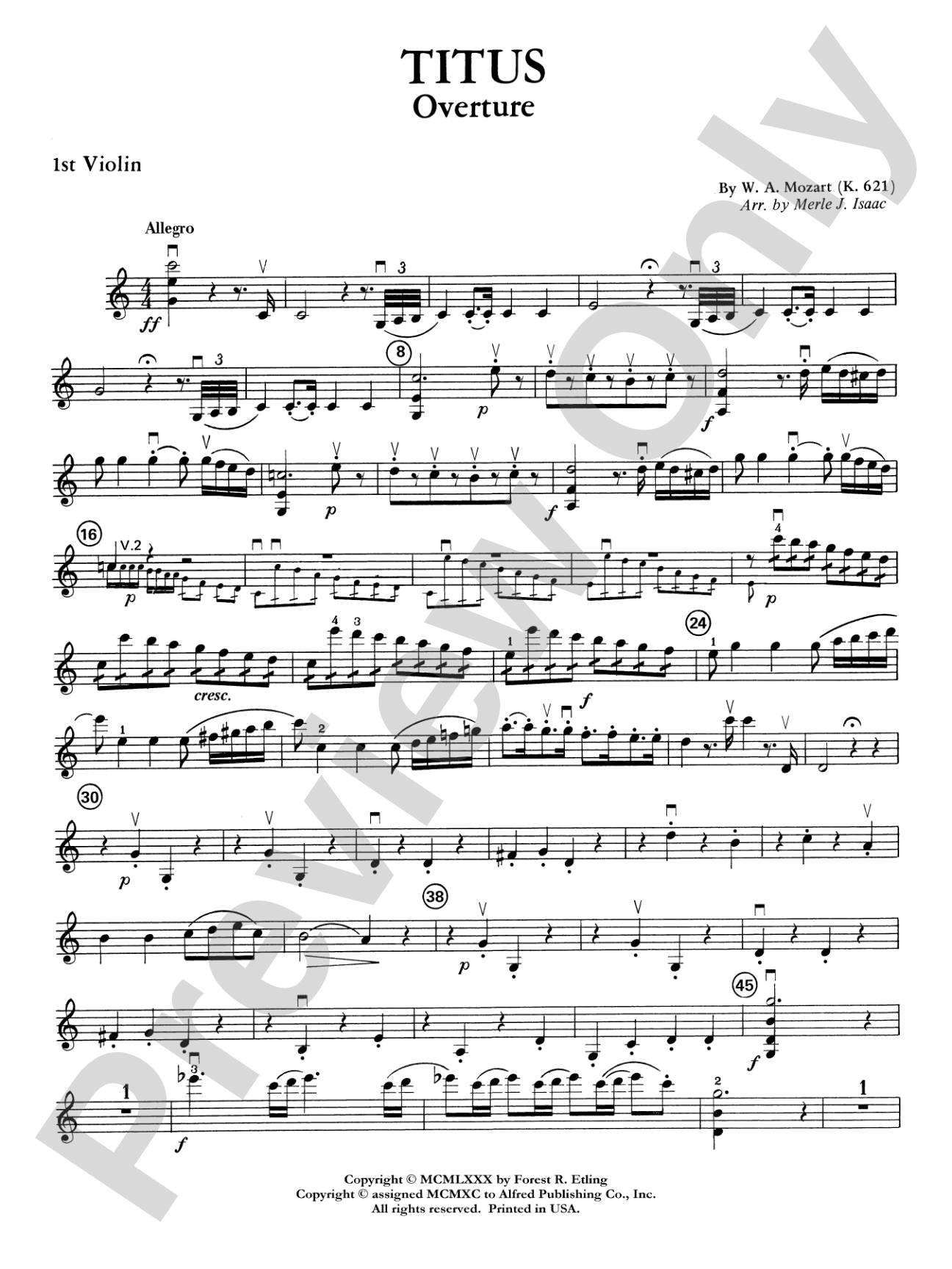 Titus Overture: 1st Violin