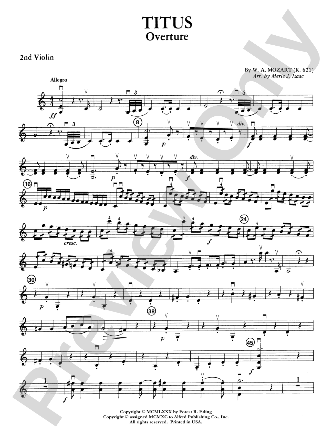 Titus Overture: 2nd Violin