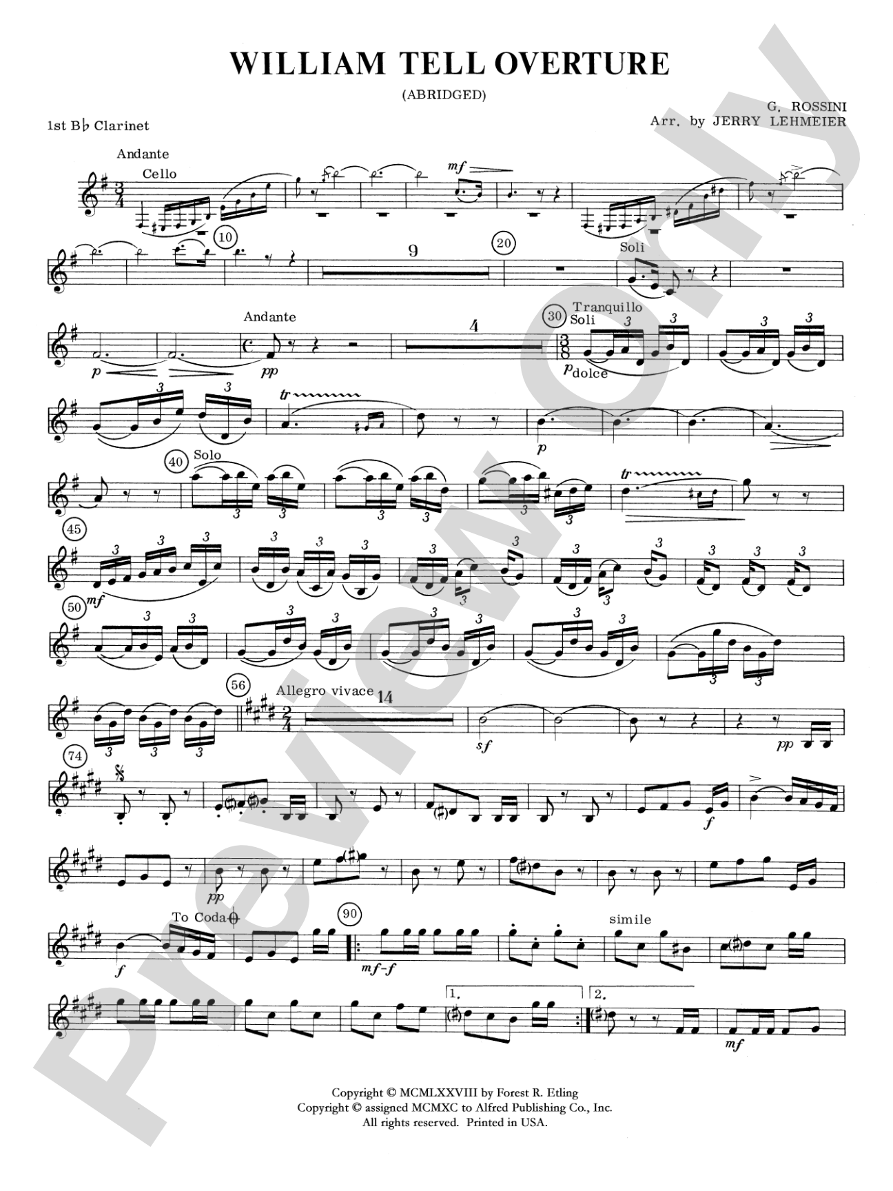 William Tell Overture: 1st B-flat Clarinet