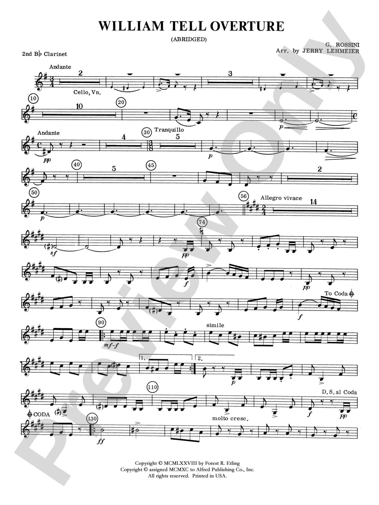 William Tell Overture: 2nd B-flat Clarinet