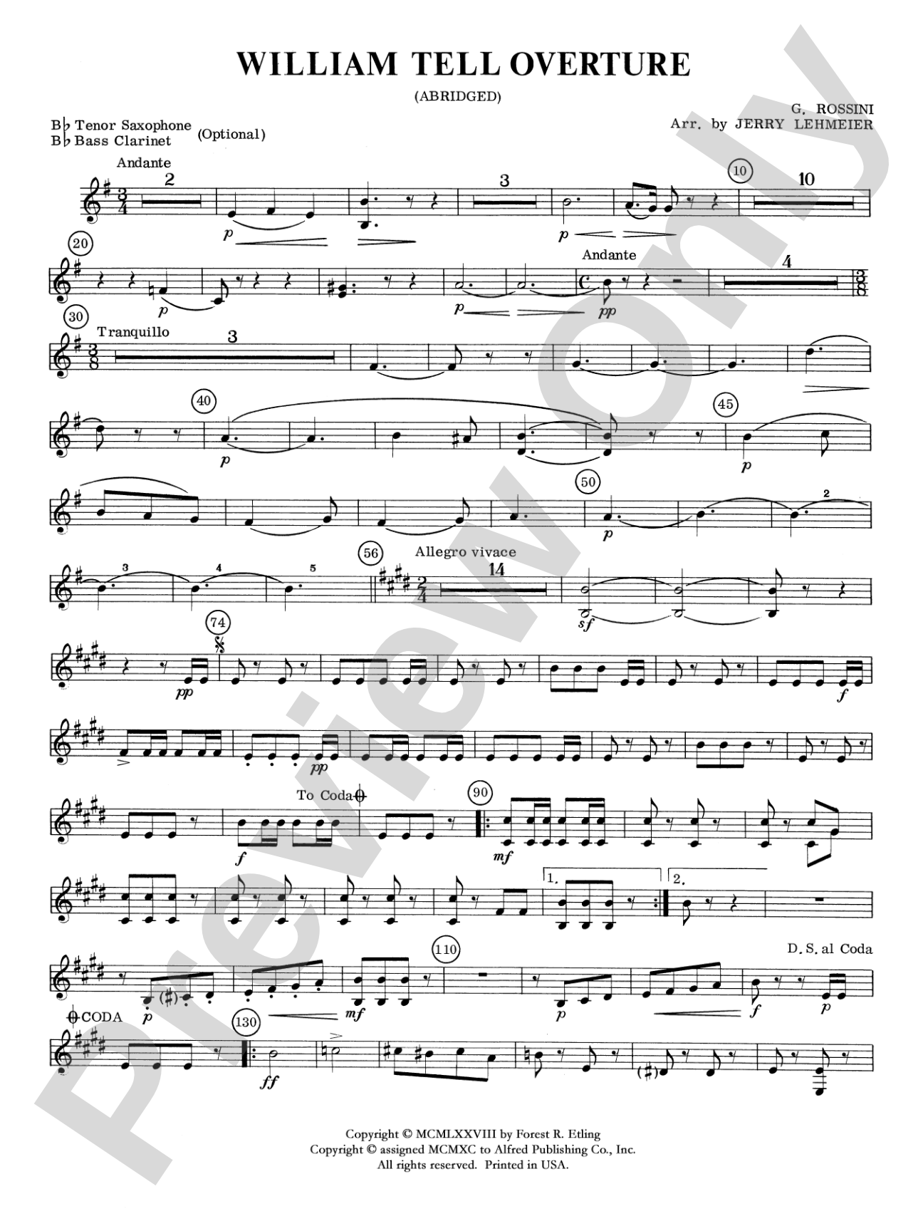 William Tell Overture: B-flat Bass Clarinet