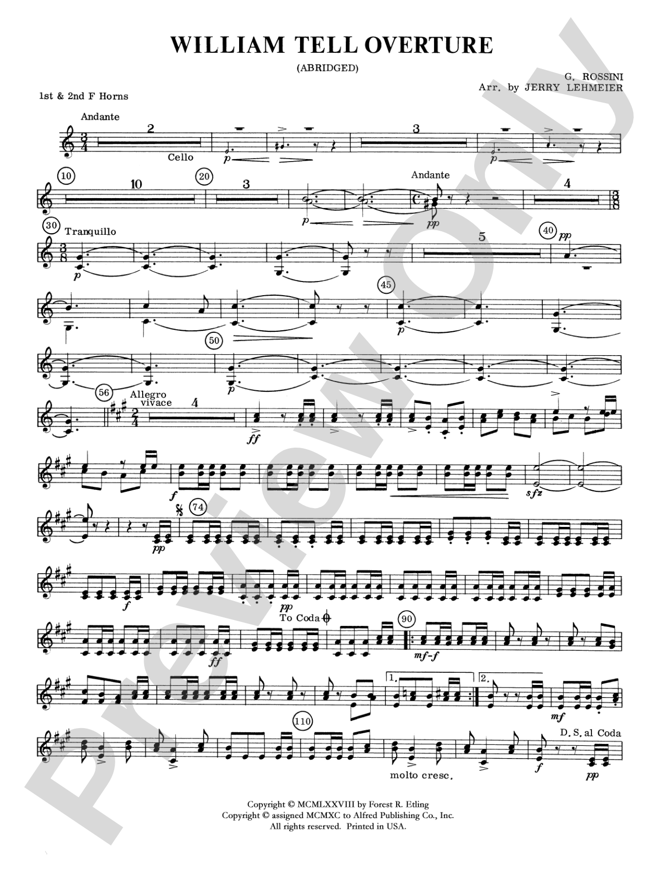 William Tell Overture: 1st F Horn