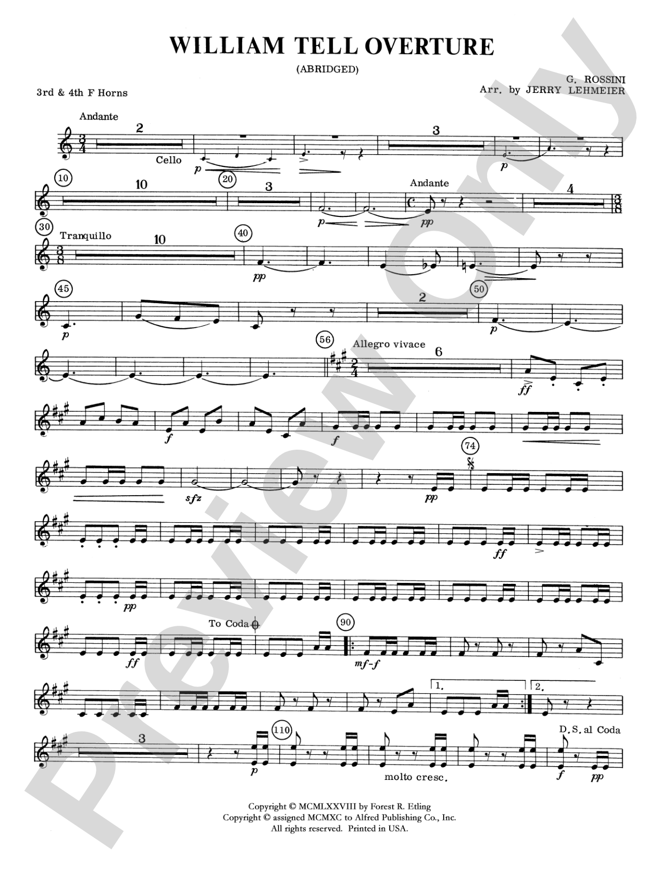 William Tell Overture: 3rd F Horn