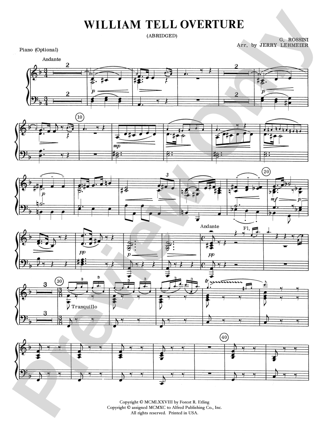 William Tell Overture: Piano Accompaniment