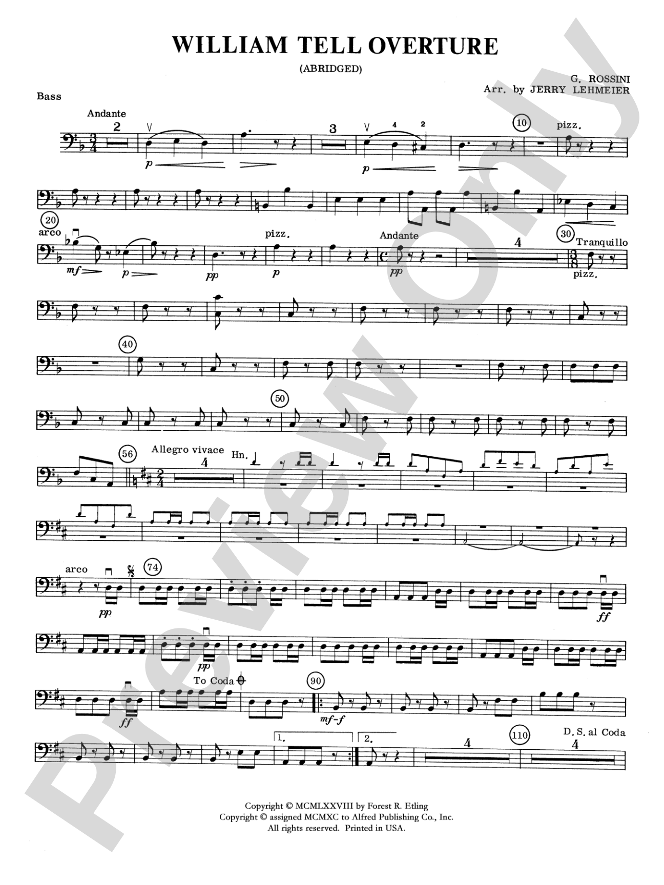William Tell Overture: String Bass