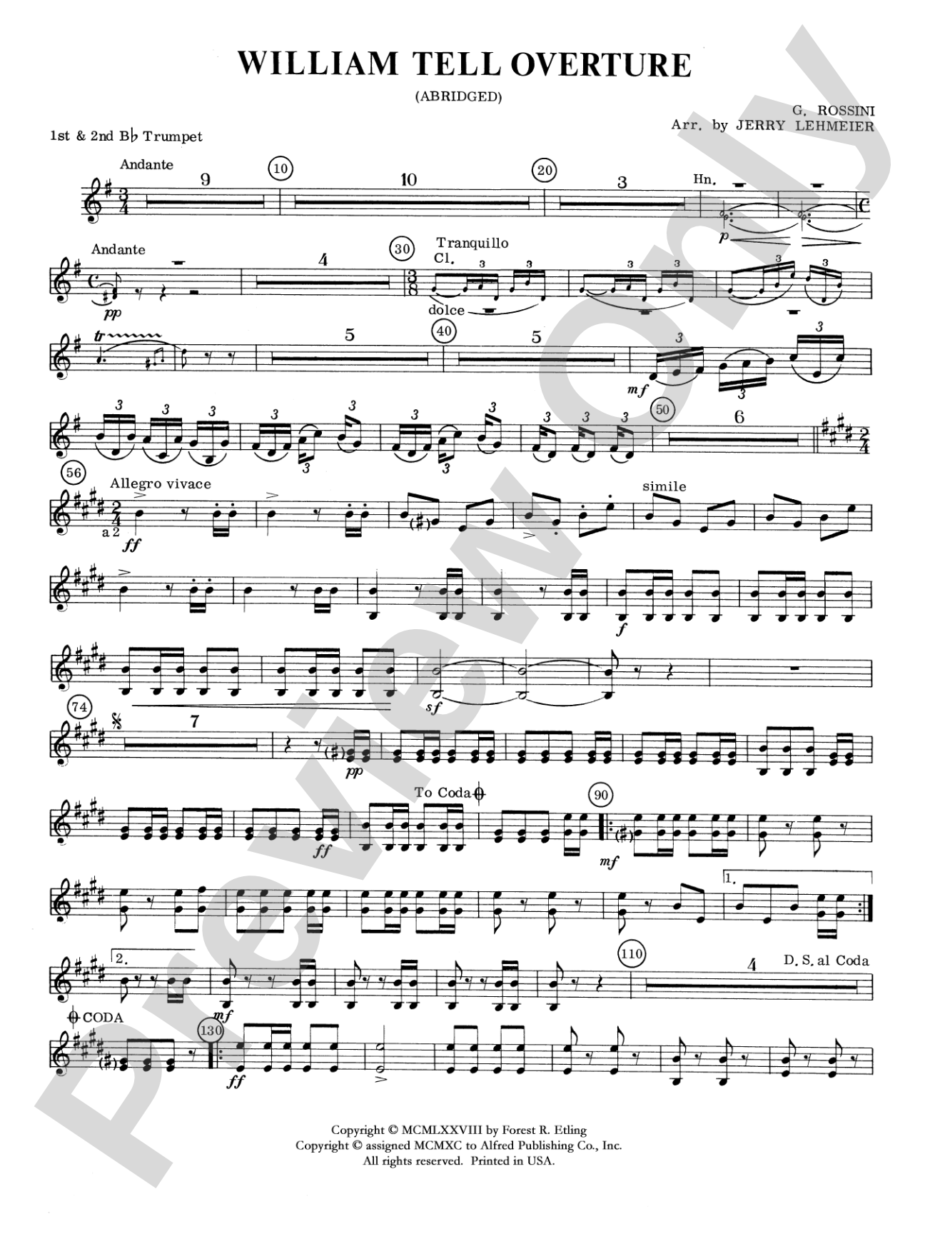 William Tell Overture: 1st B-flat Trumpet