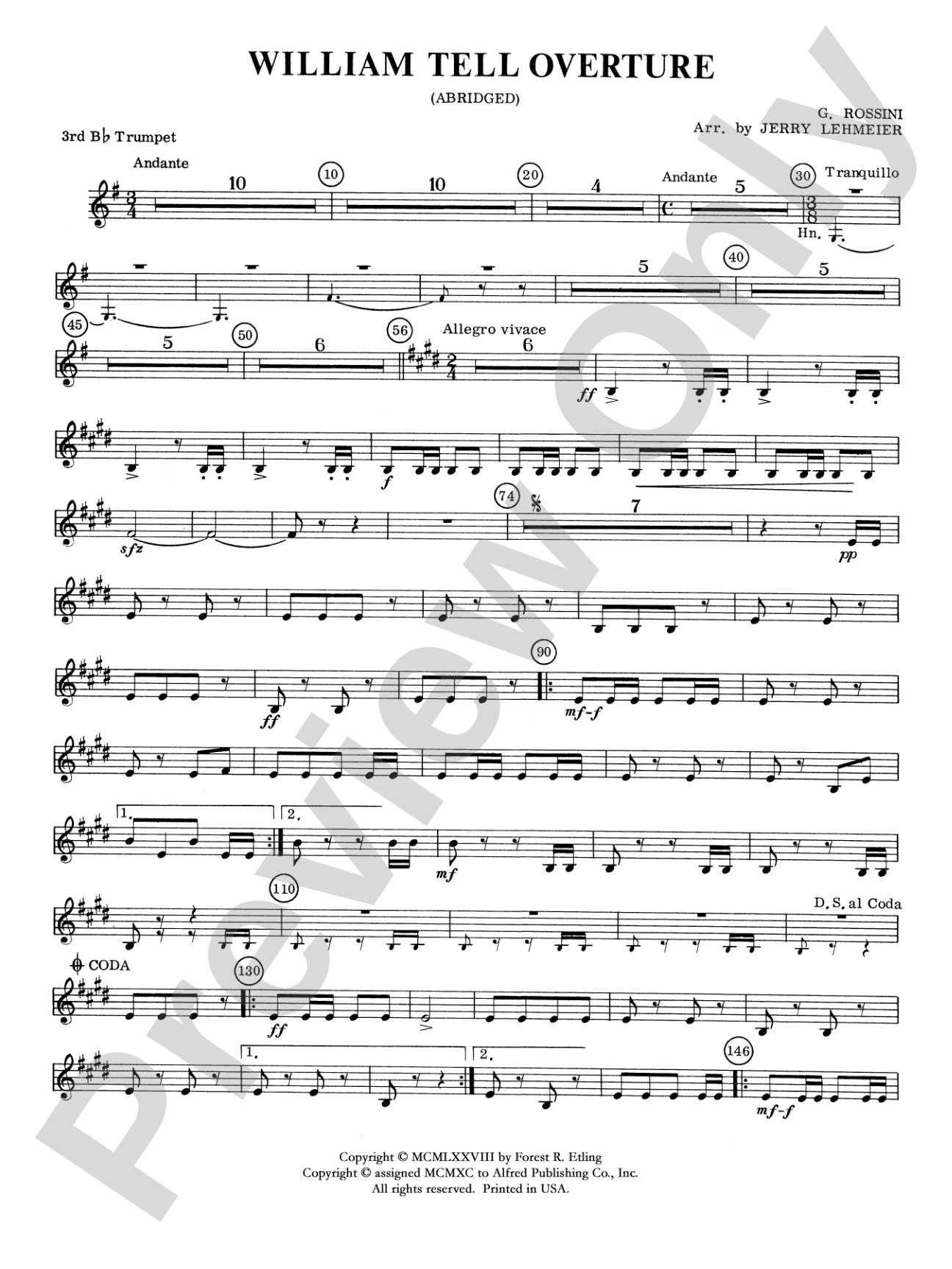 William Tell Overture: 3rd B-flat Trumpet