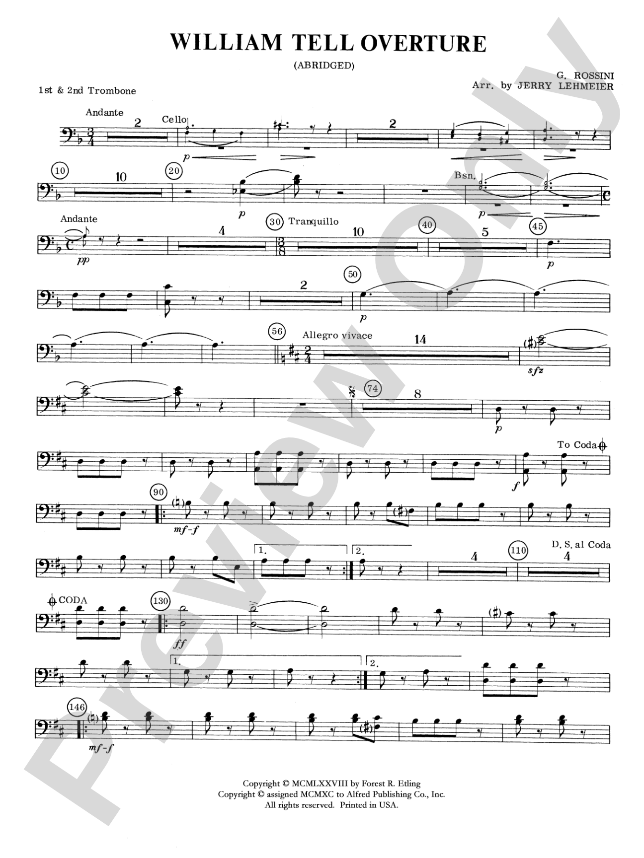 William Tell Overture: 1st Trombone