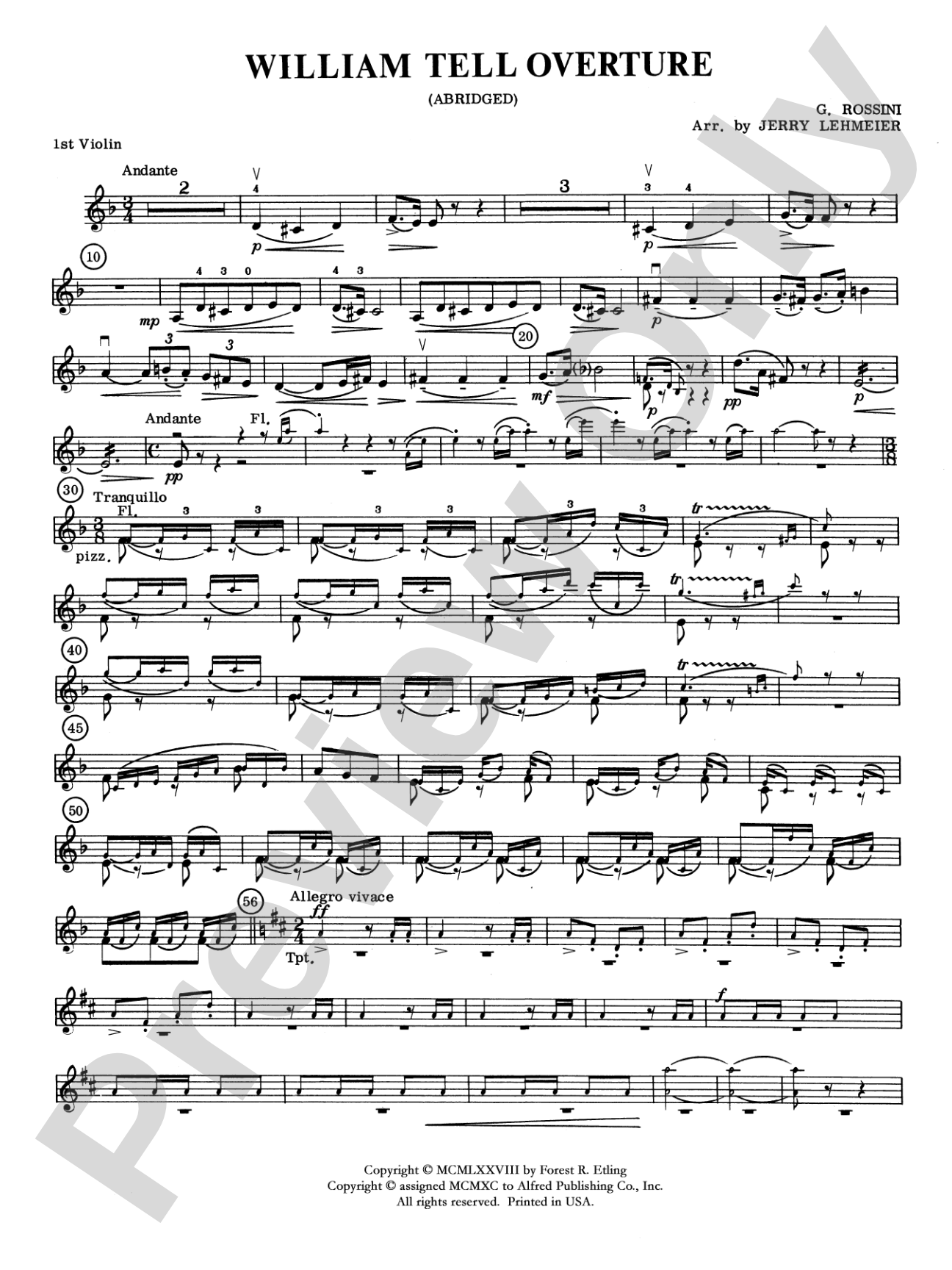 William Tell Overture: 1st Violin