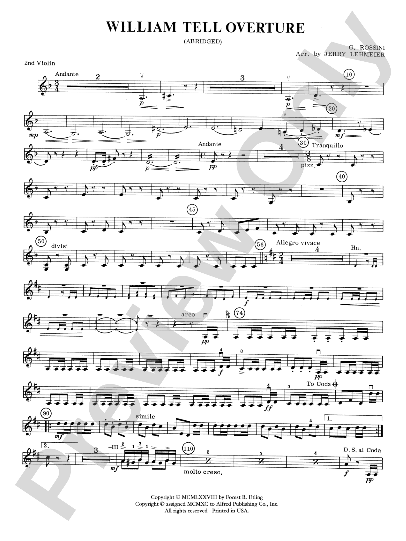 William Tell Overture: 2nd Violin