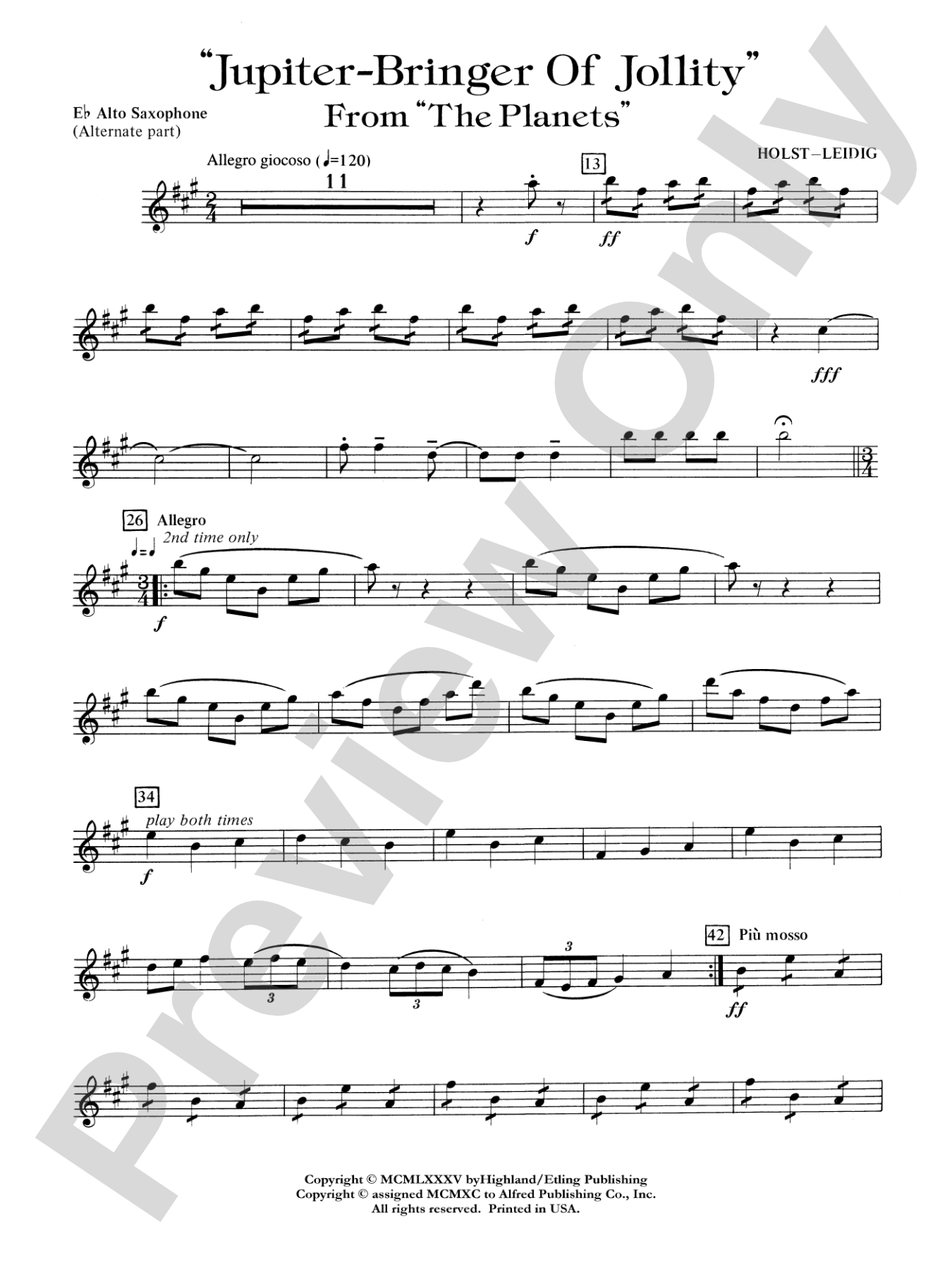 Jupiter (Bringer of Jollity): E-flat Alto Saxophone