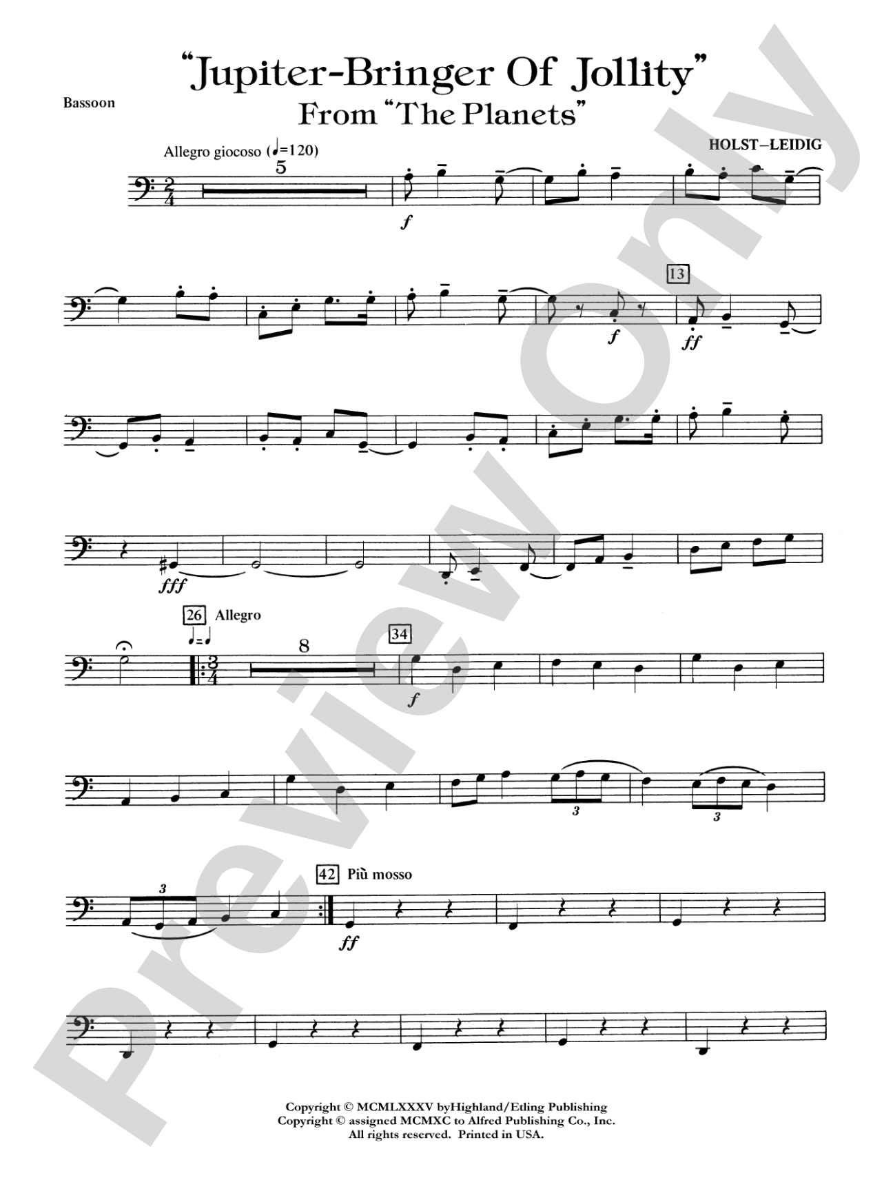 Jupiter (Bringer of Jollity): Bassoon