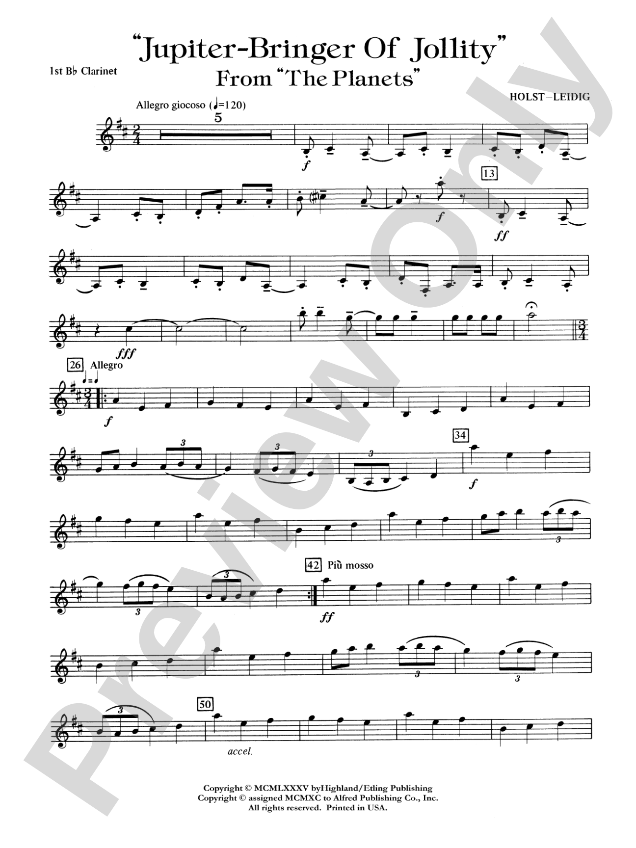 Jupiter (Bringer of Jollity): 1st B-flat Clarinet