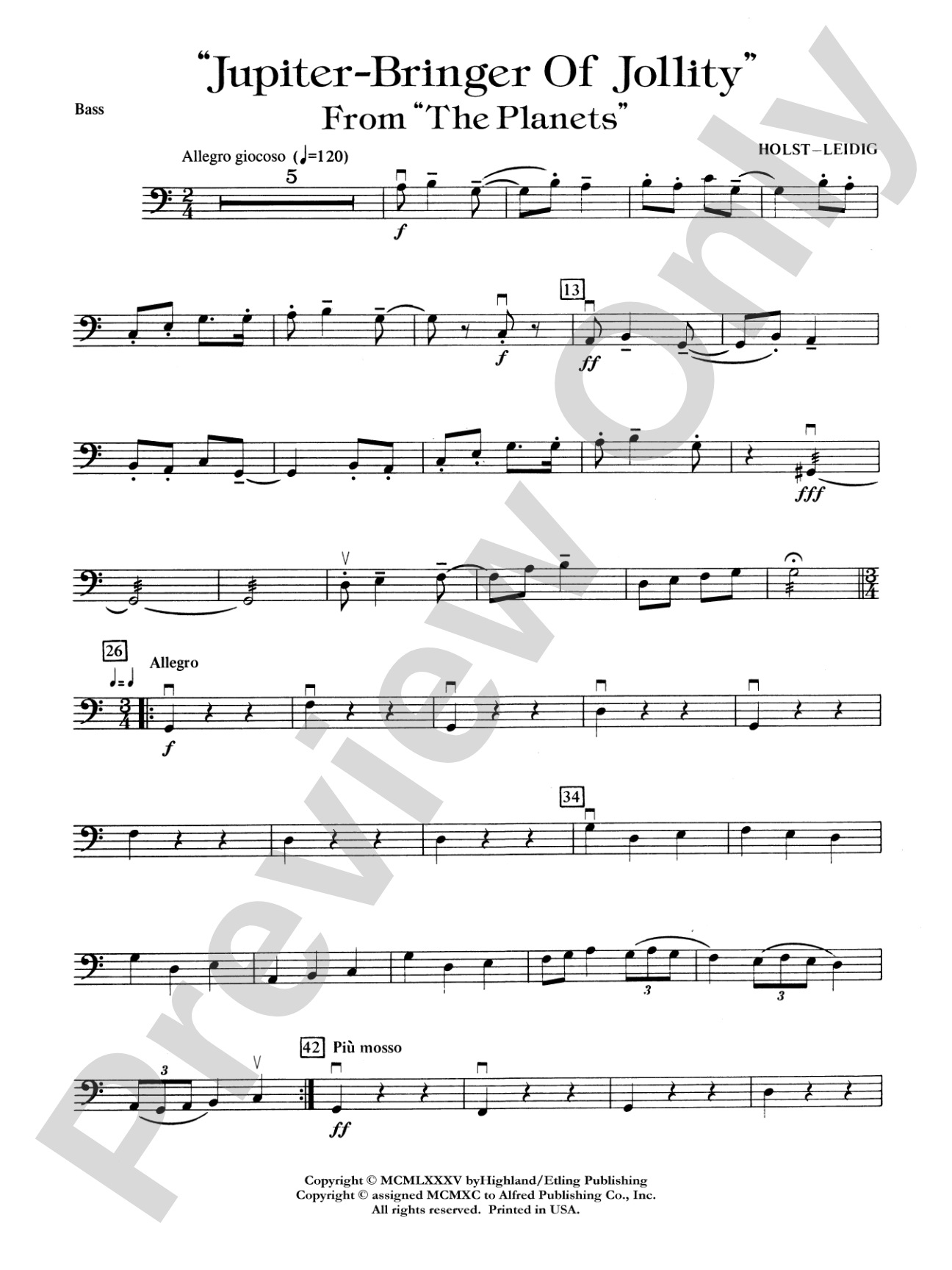 Jupiter (Bringer of Jollity): String Bass