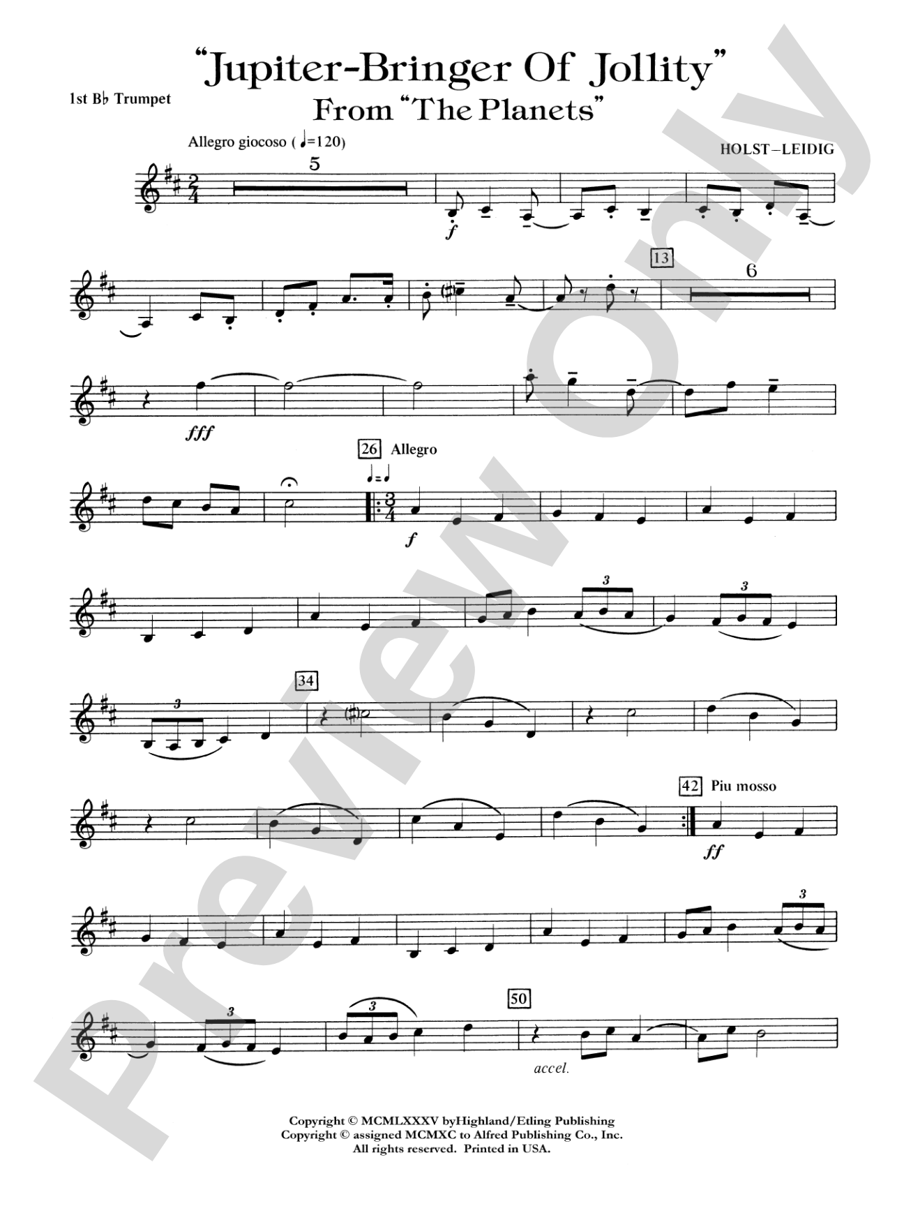 Jupiter (Bringer of Jollity): 1st B-flat Trumpet