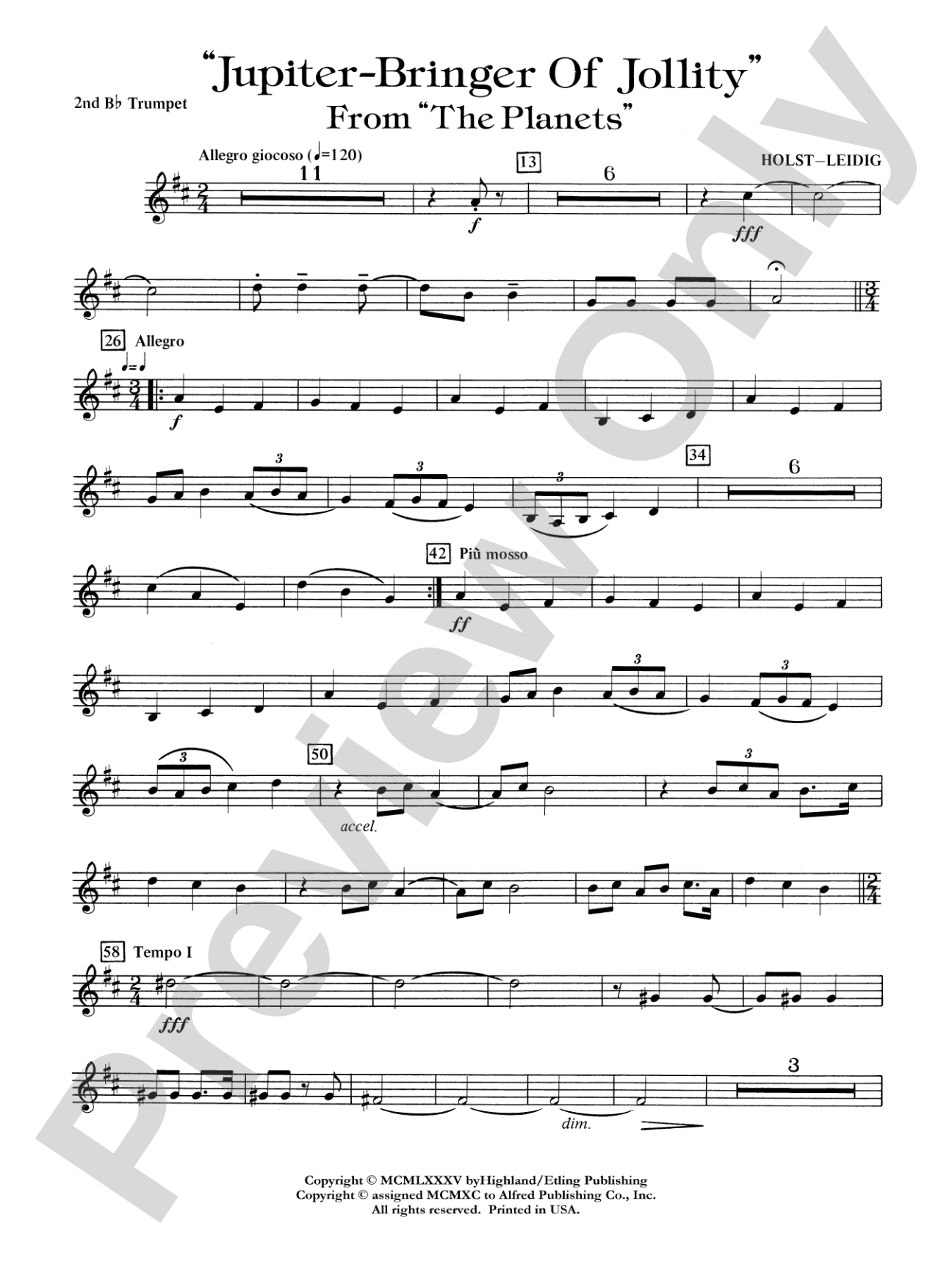 Jupiter (Bringer of Jollity): 2nd B-flat Trumpet