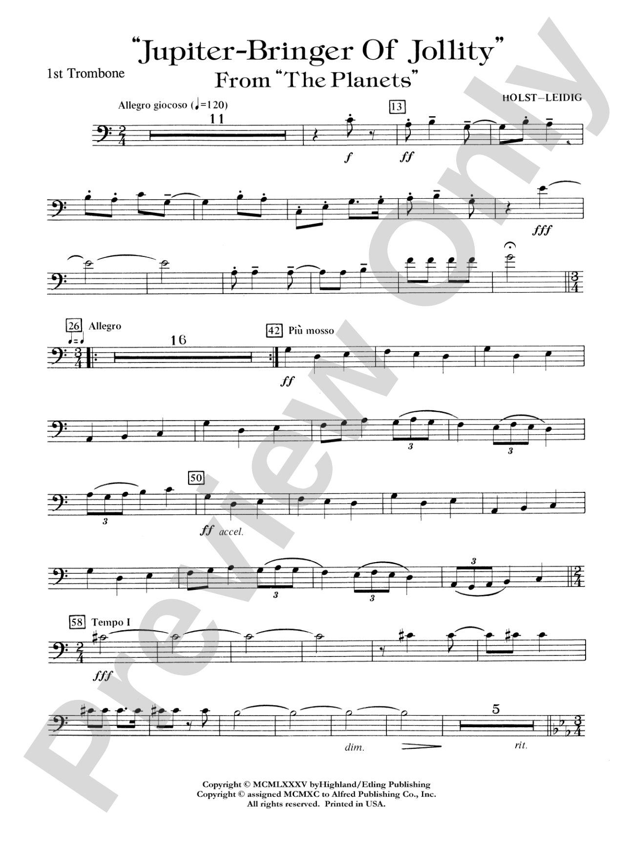 Jupiter (Bringer of Jollity): 1st Trombone