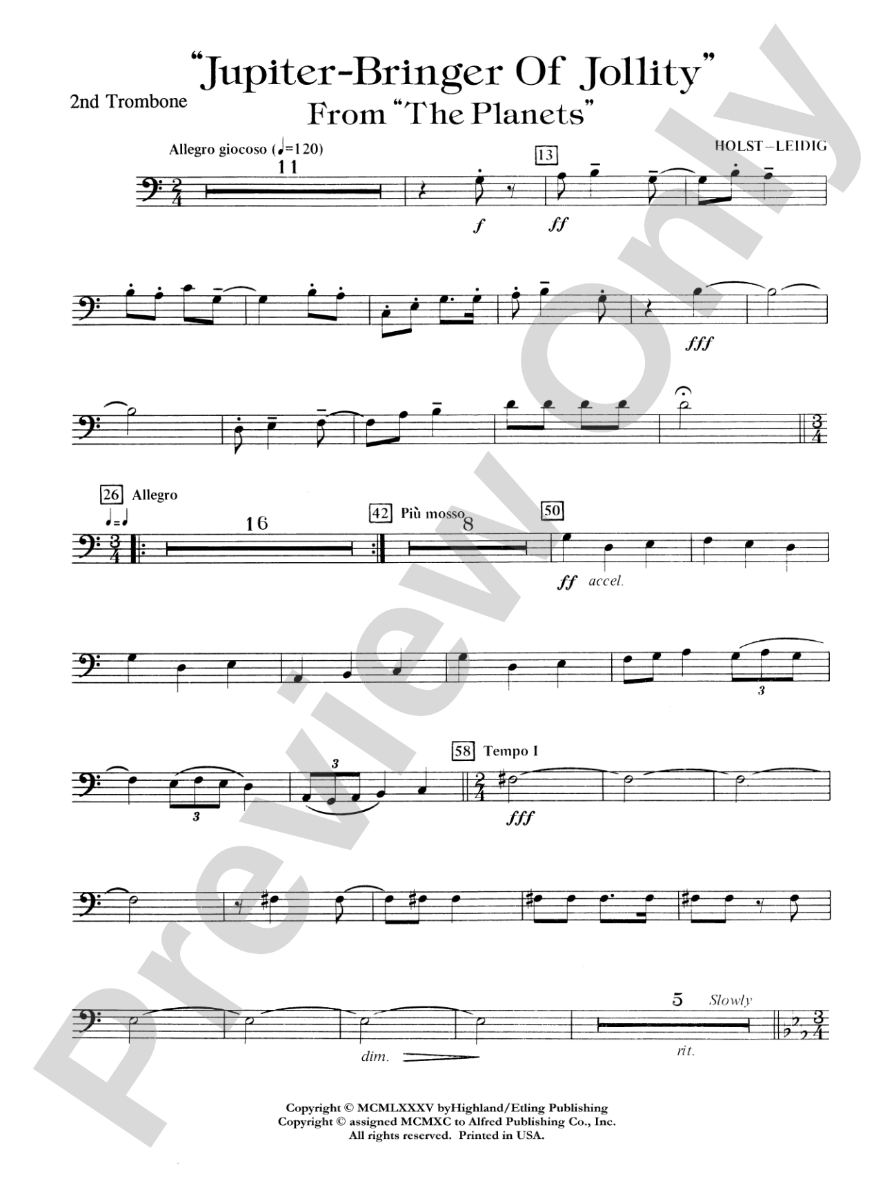 Jupiter (Bringer of Jollity): 2nd Trombone