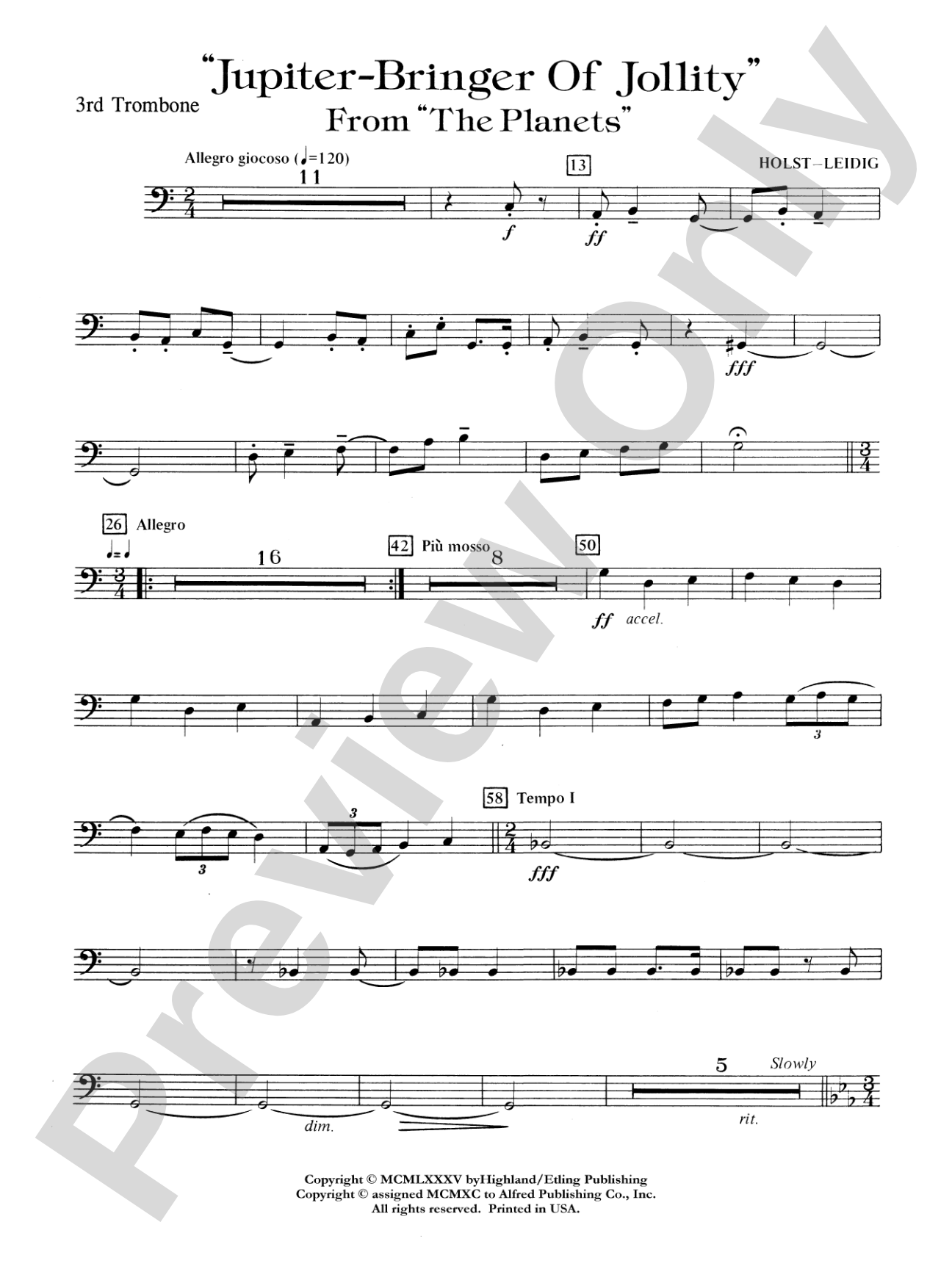 Jupiter (Bringer of Jollity): 3rd Trombone