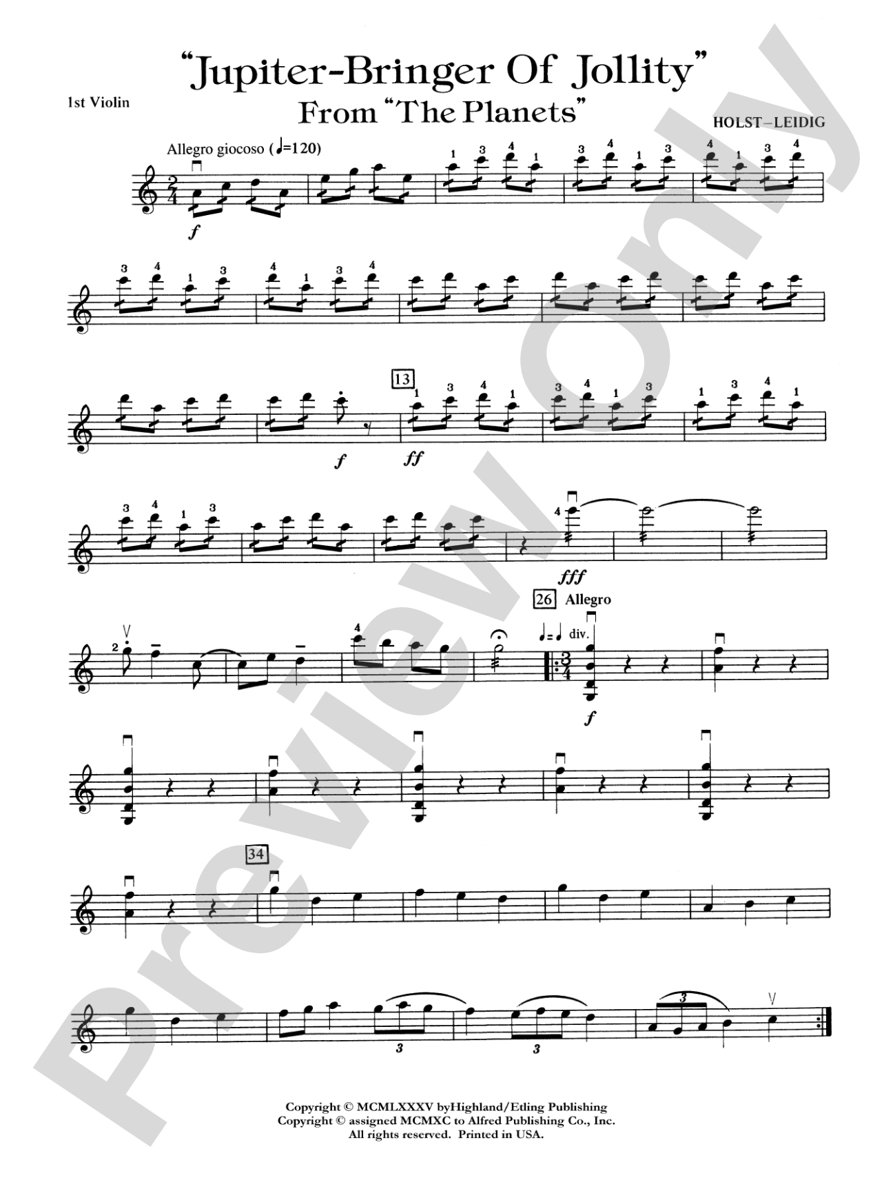 Jupiter (Bringer of Jollity): 1st Violin