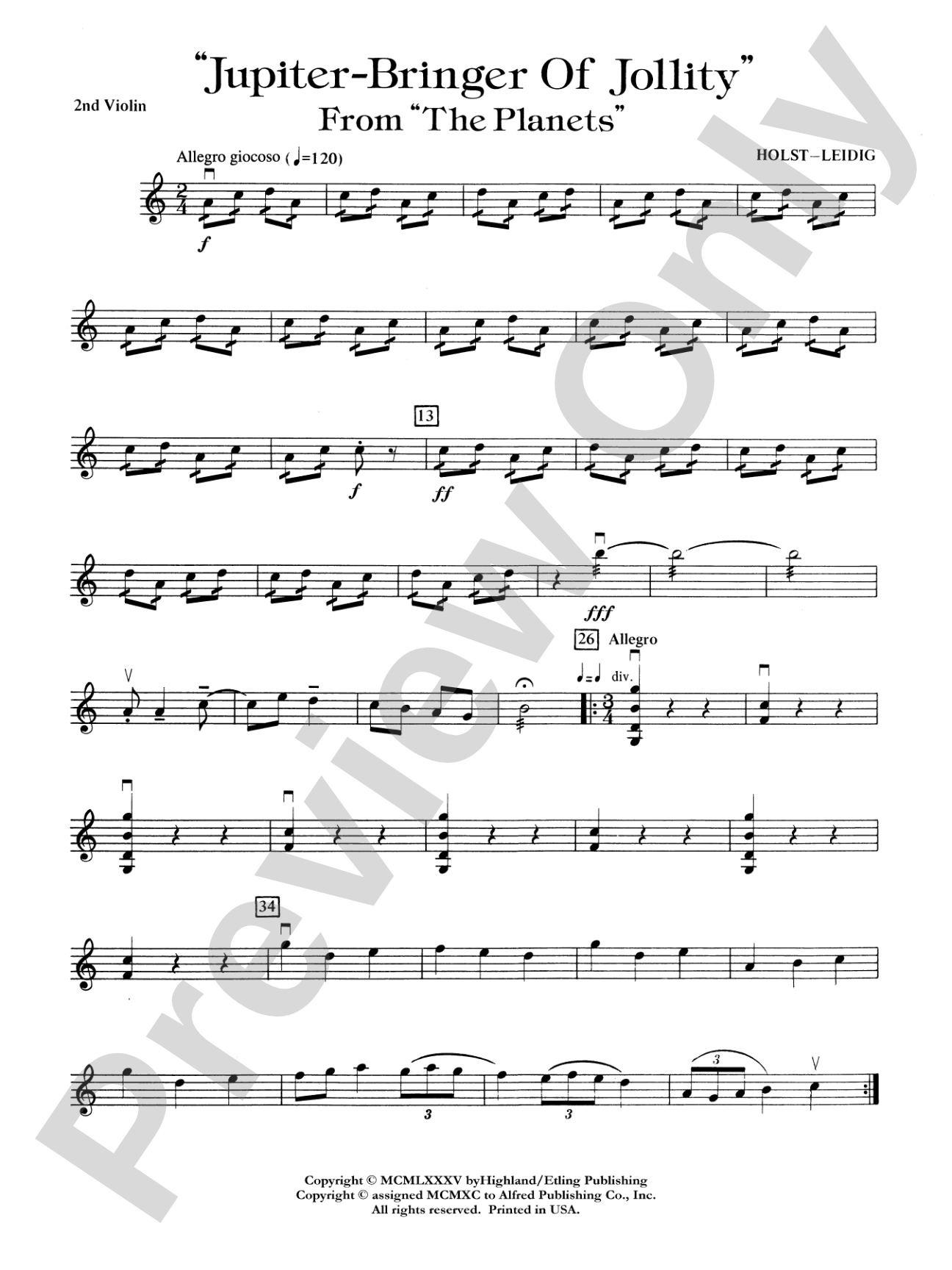 Jupiter (Bringer of Jollity): 2nd Violin